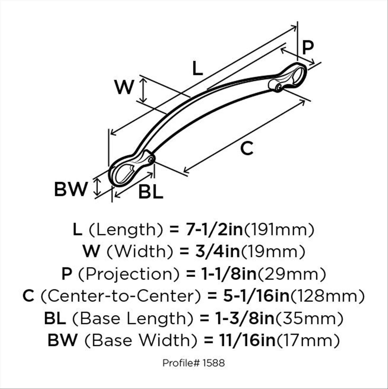 Amerock Inspirations 5-1/16 inch (128mm) Center-to-Center Satin Nickel Cabinet Pull