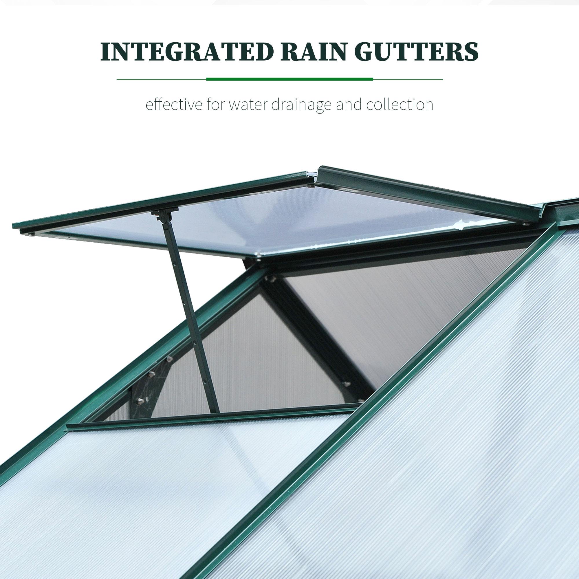 Outsunny 6' x 4' x 7' Polycarbonate Greenhouse, Heavy Duty Outdoor Aluminum Walk-in Green House Kit with Vent & Door for Backyard Garden, Green