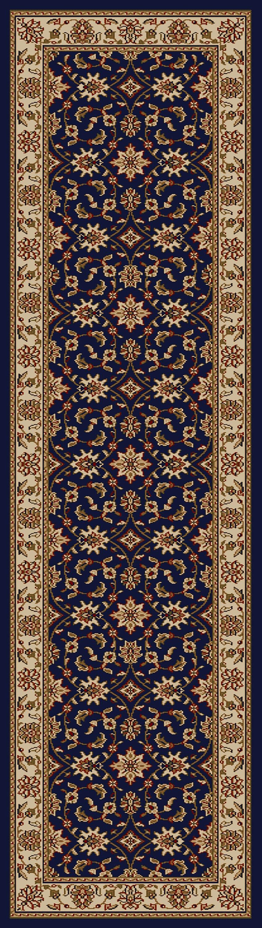 Radici Usa Como Area Rug 1592 Navy Blue Italian Bordered 2' 2" x 7' 7" Rectangle