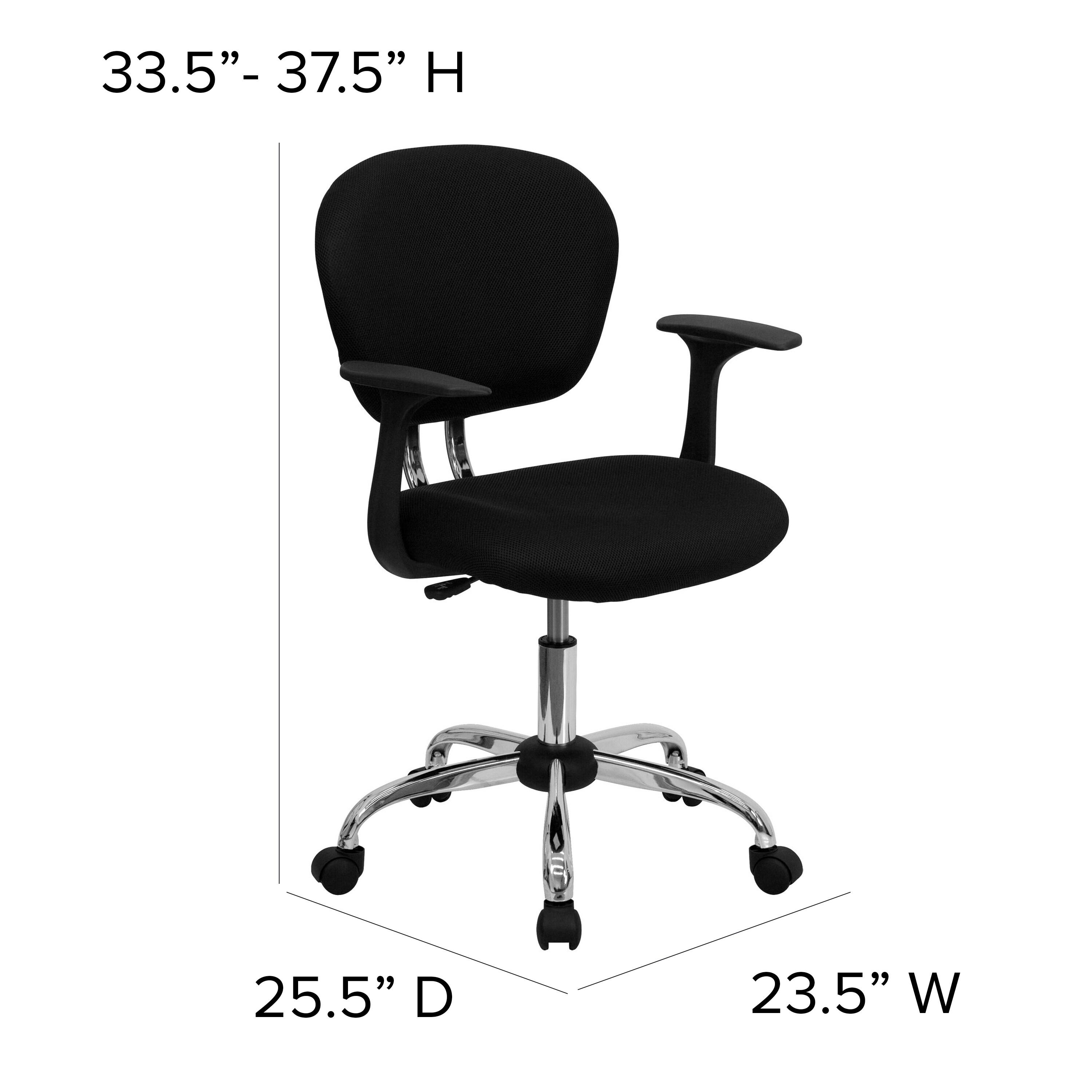 Flash Furniture Beverly Mid-Back Black Mesh Padded Swivel Task Office Chair with Chrome Base and Arms