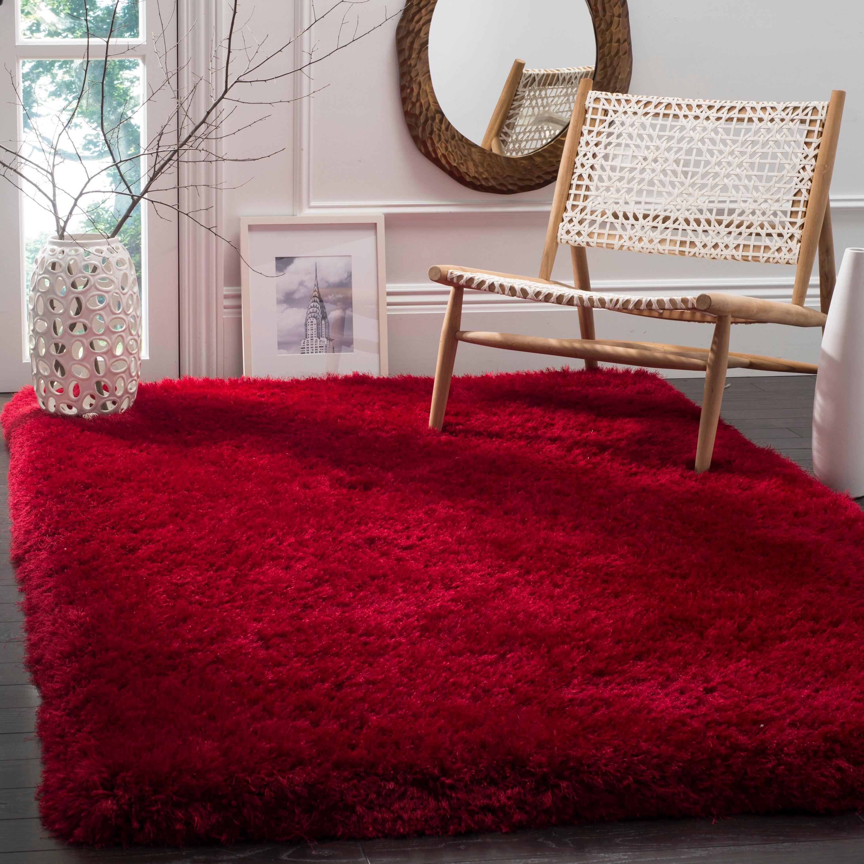 Luxe Shag SGX160 Hand Tufted Area Rug - Red - 6'x9' - Safavieh.