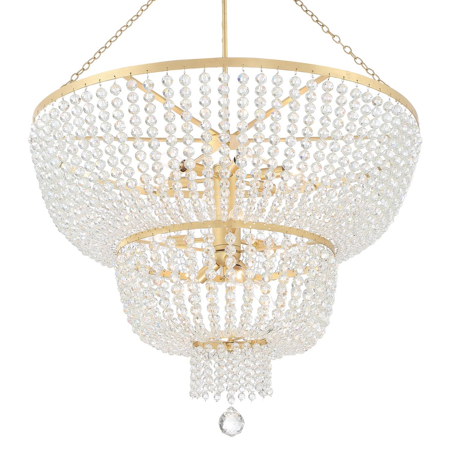 12 Light Chandelier In Classic Style 32 Inches Wide By 46 Inches High-Antique Gold Finish Crystorama Lighting 612-Ga