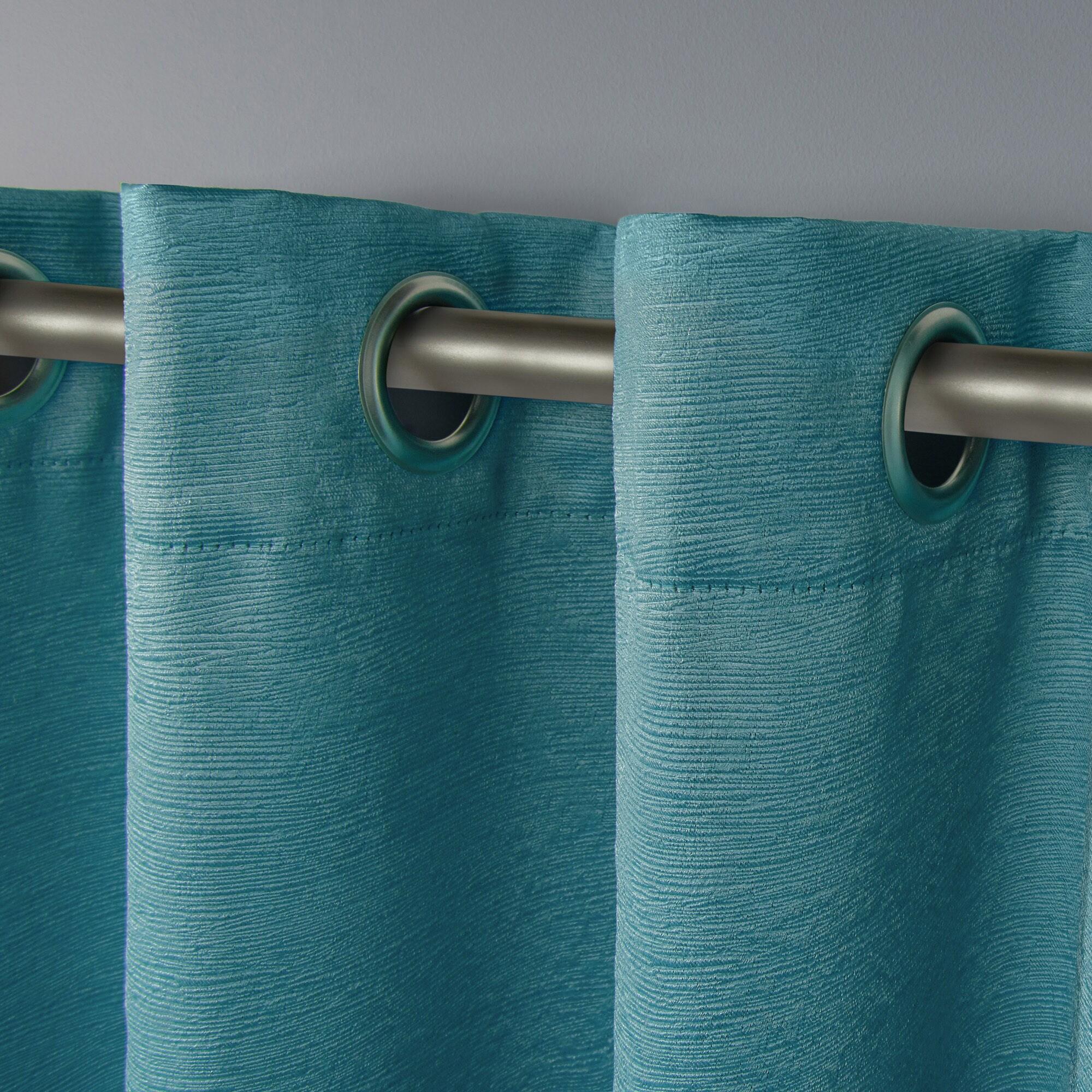 Set of 2 96"x52" Oxford Textured Sateen Thermal Room Darkening Grommet Top Window Curtain Panel Teal - Exclusive Home