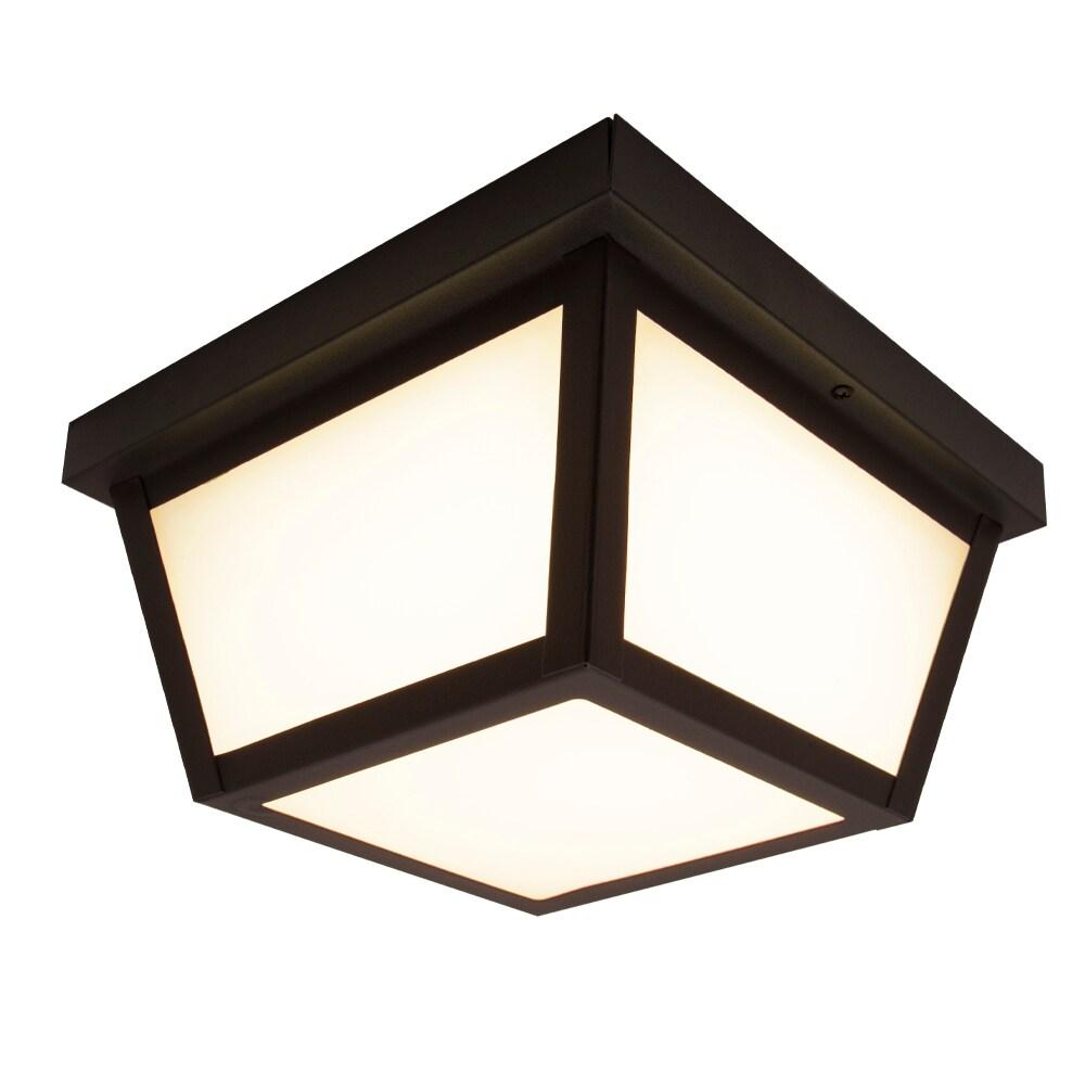 Maxxima LED Outdoor Porch Ceiling Light, Black w/ Frosted White Lens, 1000 Lumens, 3000K Warm White