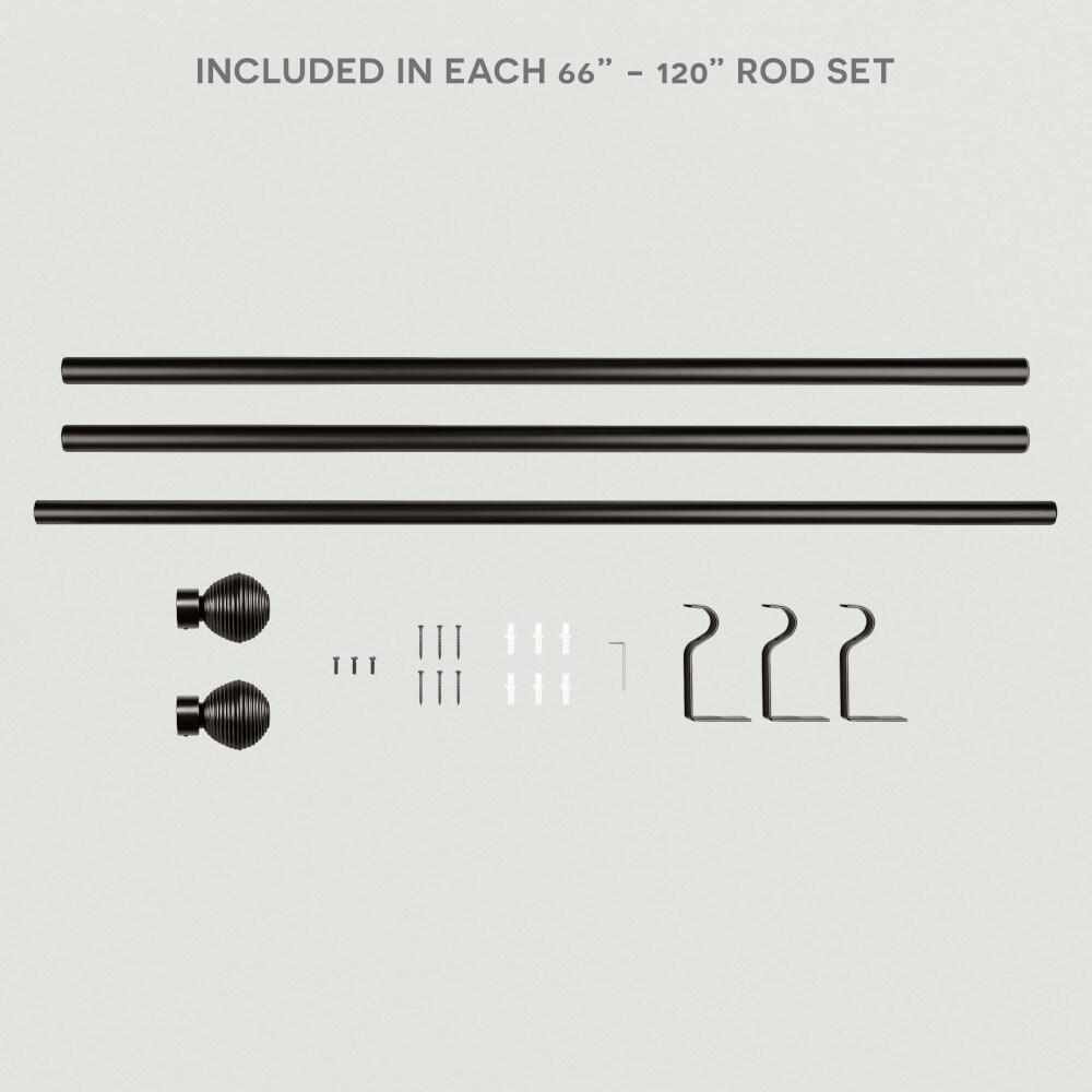 Exclusive Home 66"-120" Modern Layer Curtain Rod - Matte Bronze: Adjustable Iron, Single Rod, 25lb Capacity