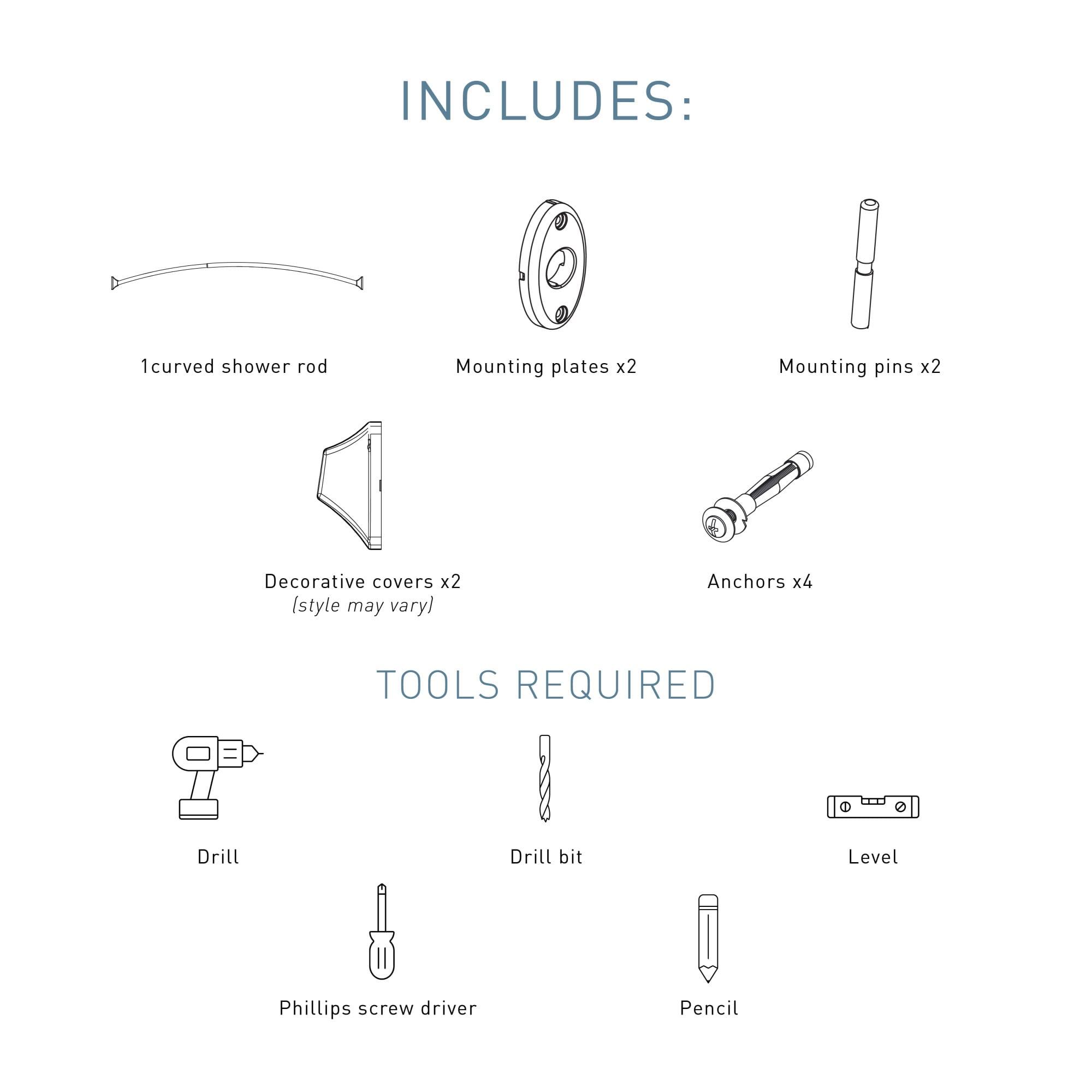 TRIVA Curved Fixed Shower Curtain Rod