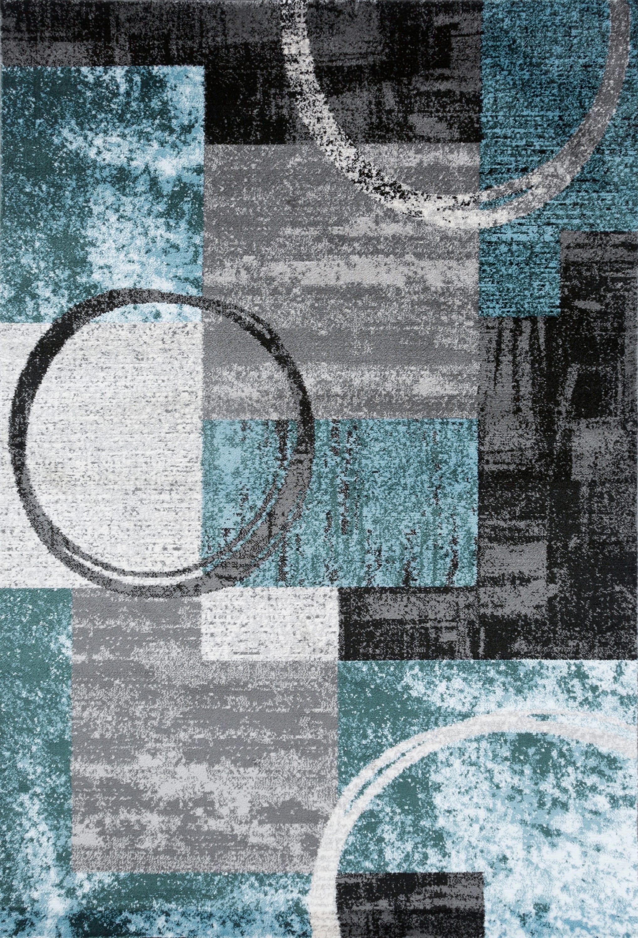 World Rug Gallery Abstract Circle Gray 8'8"x12' Area Rug