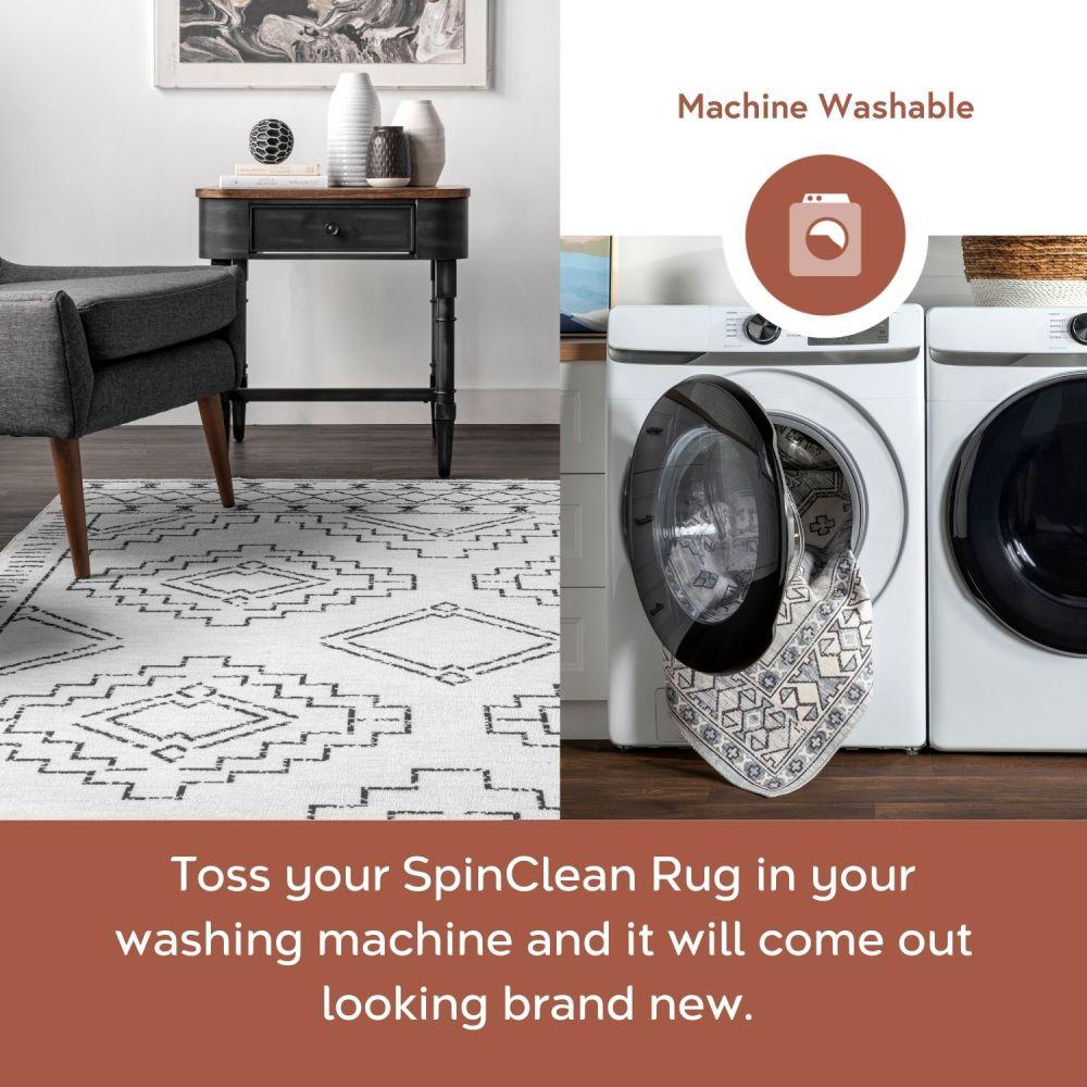 Nuloom Noa Pet Friendly Machine Washable Moroccan Area Rug, 5' x 8', White