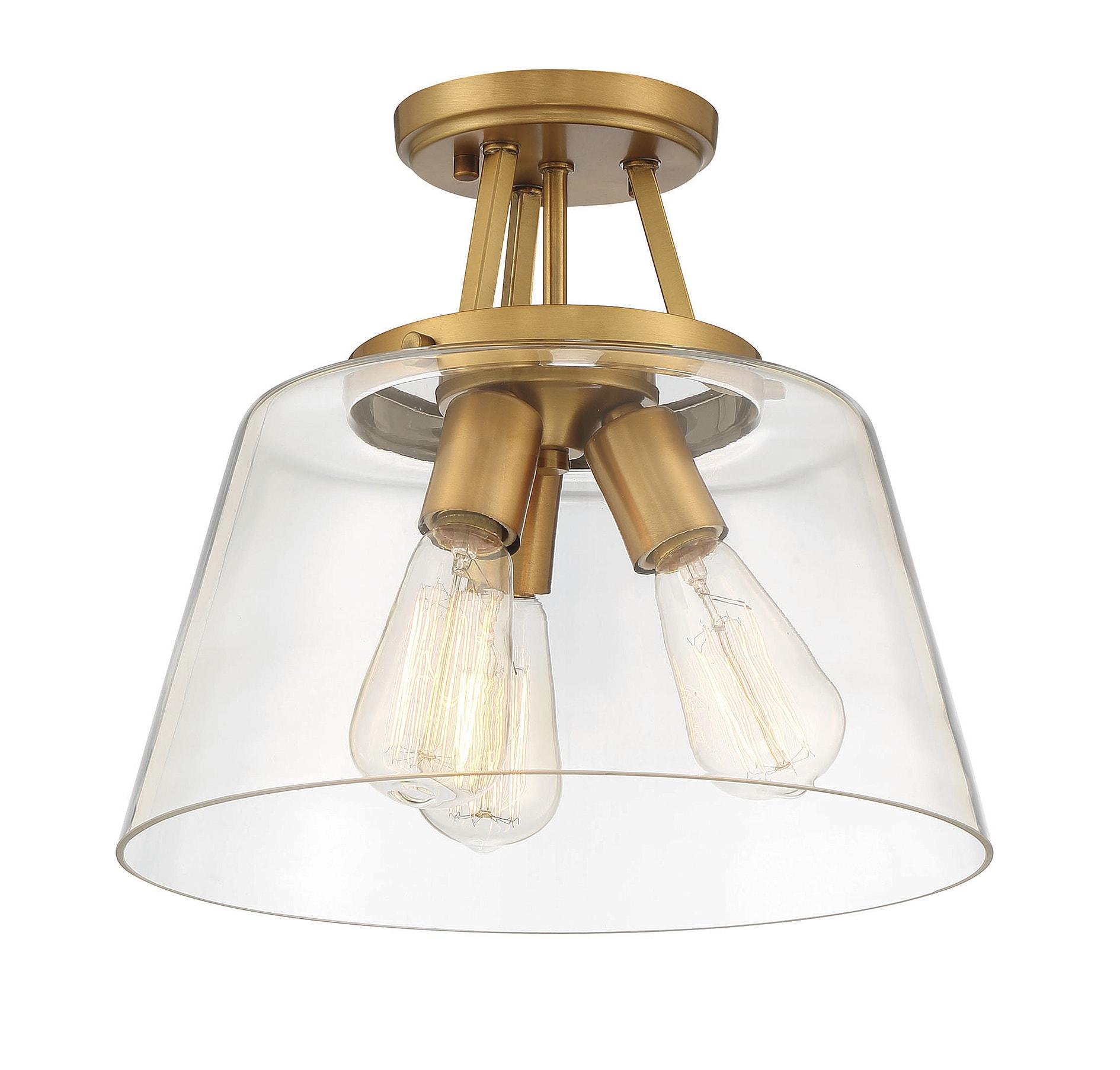 Savoy House Calhoun 3 - Light Semi-Flush Mount in  Warm Brass