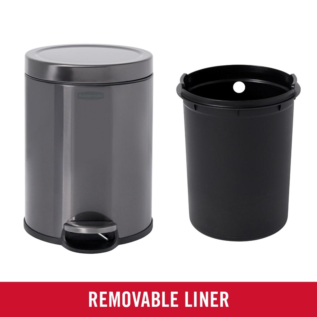 Rubbermaid 1.6 Gal. Stainless Steel Round Step-On Household Metal Trash Can