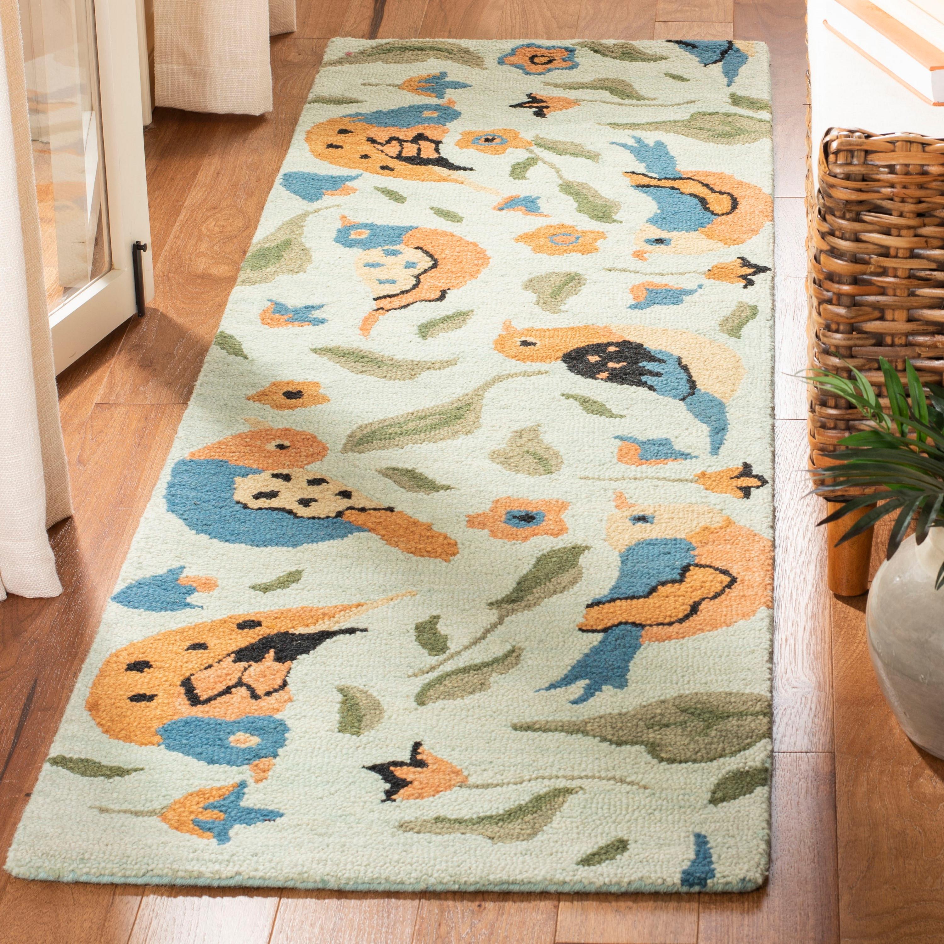 Blossom BLM676 Hand Hooked Runner Rug - Sage/Multi - 2'3"x8' - Safavieh.