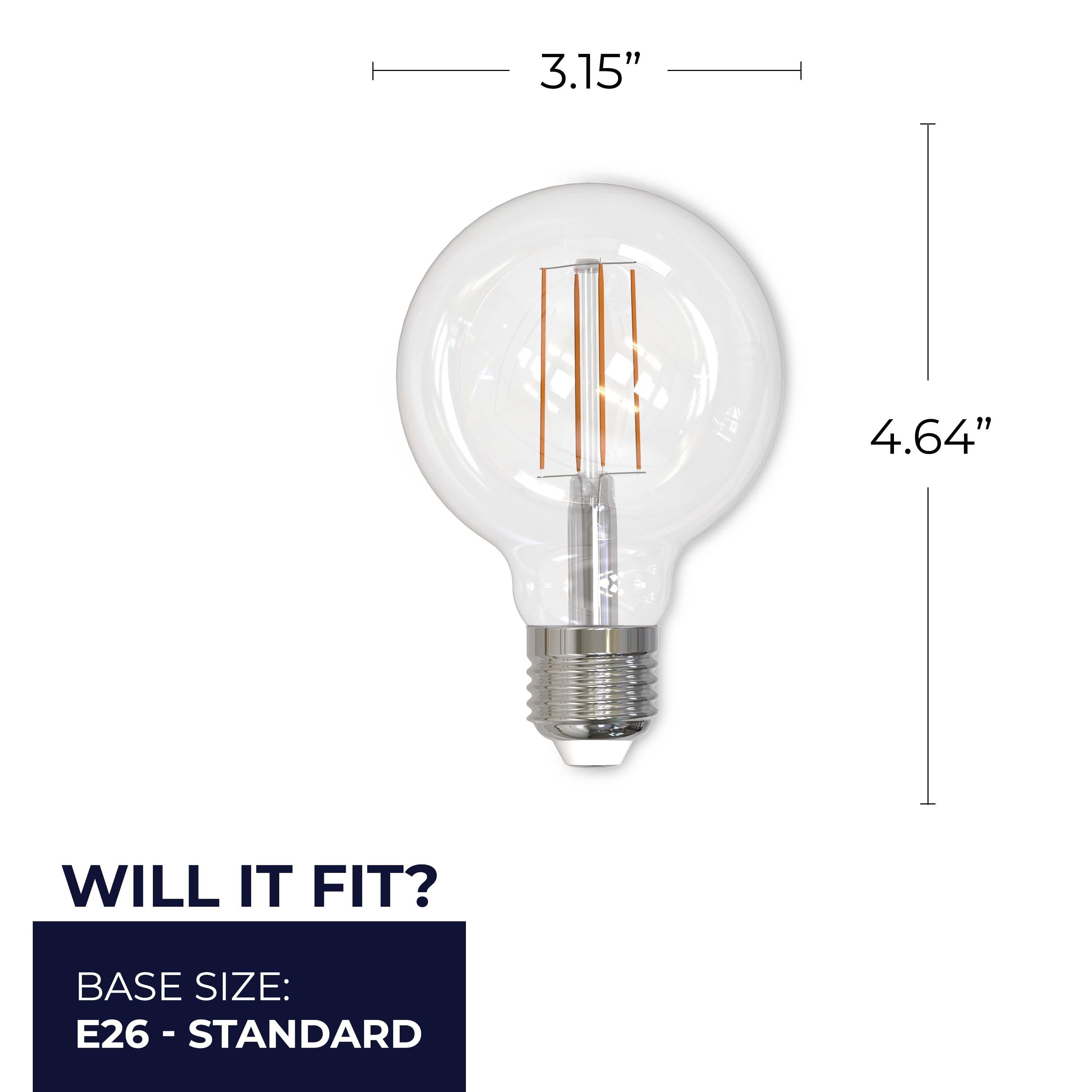 Bulbrite Set of 2 8.5W 60W Equivalent G25 LED Dimmable Light Bulbs 3000K E26