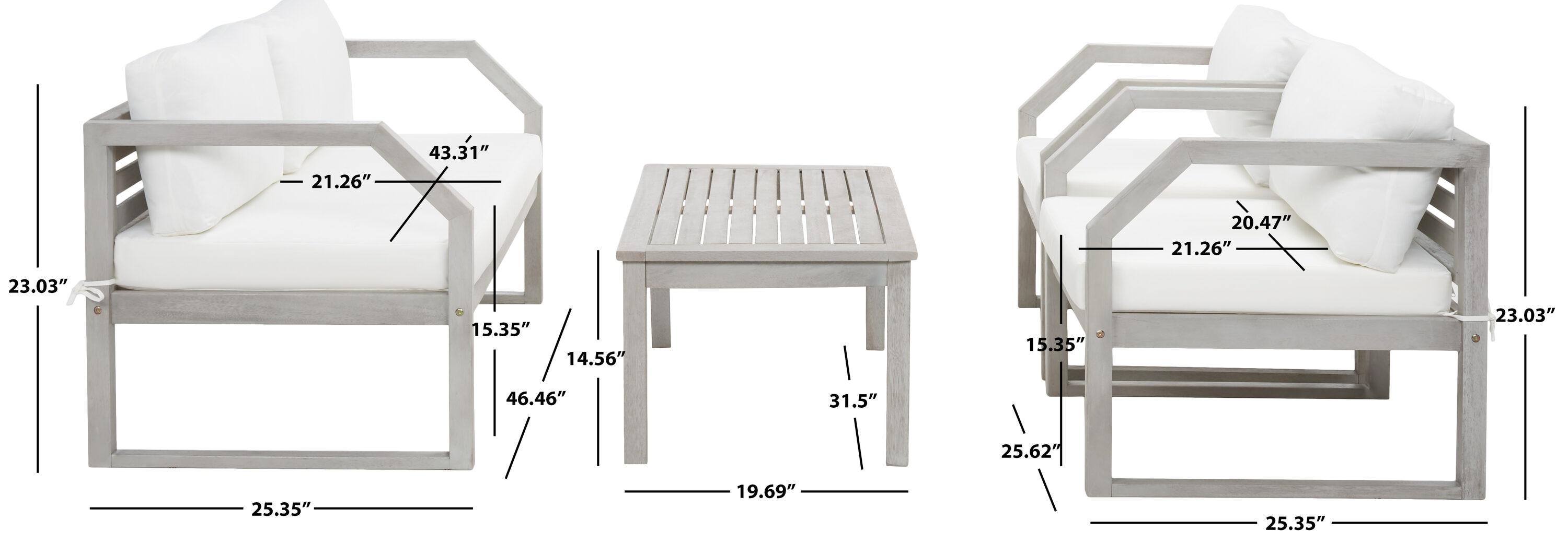 Dren 4 Piece Living Set - Indoor/Outdoor - PAT7067 - Grey/Beige - Safavieh