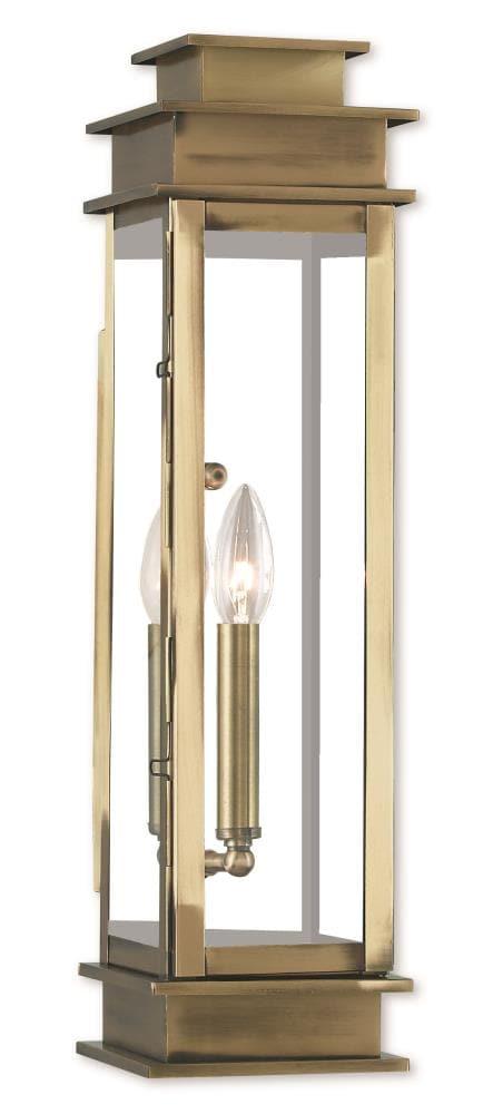 Livex Lighting Princeton 1 -Light 20.25-in H Antique Brass Hardwired Outdoor Wall Light