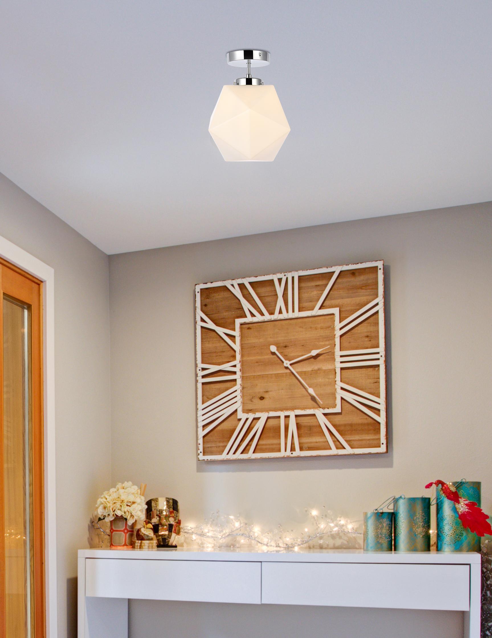 Elegant Lighting Lawrence 1 light chrome and white glass flush mount