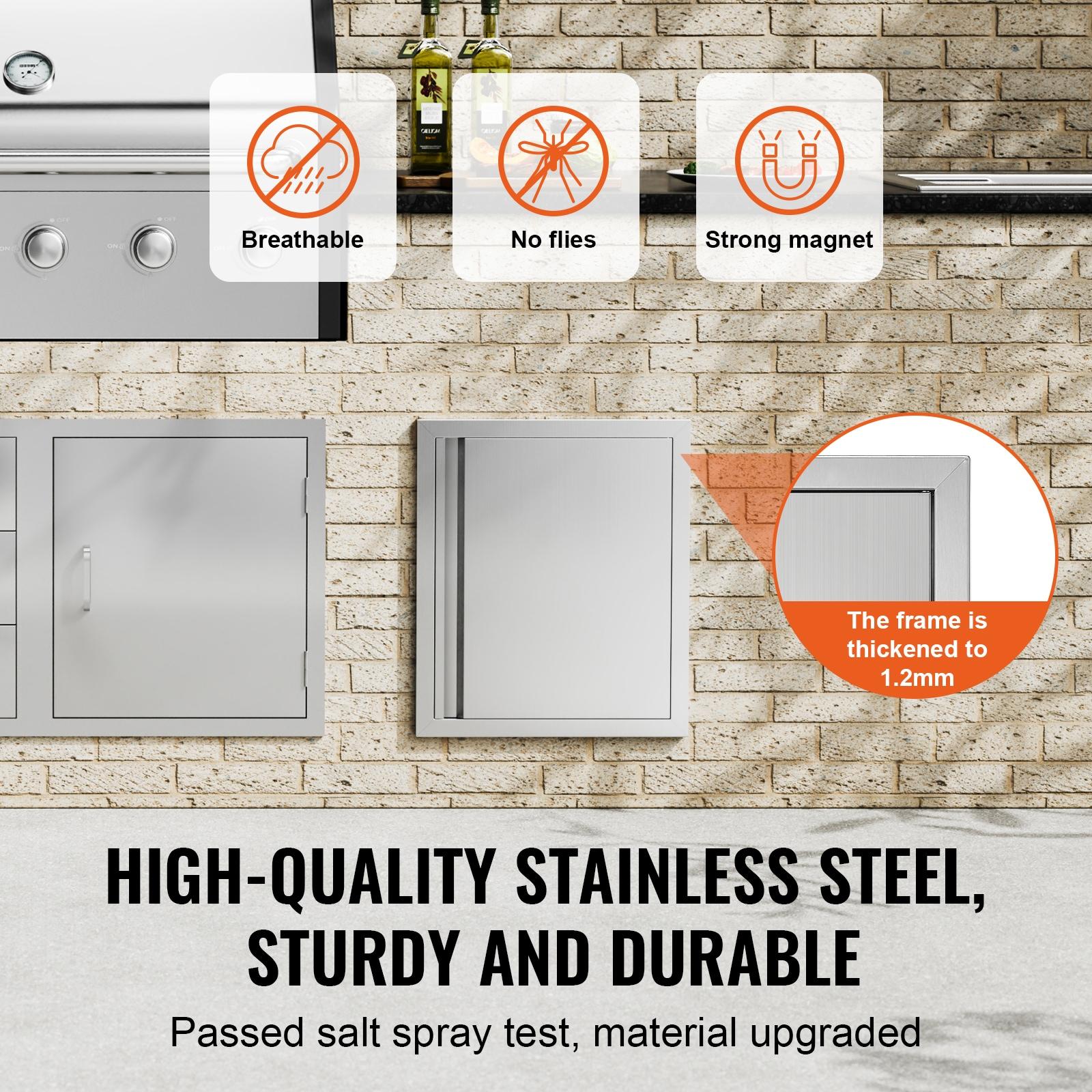 Single Outdoor Kitchen Door 18 in. W x 21 in. H BBQ Access Door Stainless Steel Flush Mount Door Wall Vertical Door