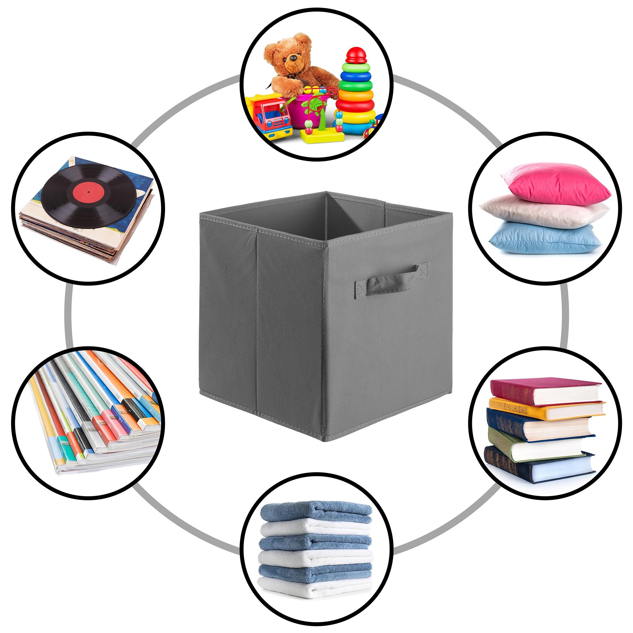 Sorbus 11 Inch 6 Pack Foldable Fabric Storage Cube Bins with Handles - for Organizing Pantry, Closet, Nursery, Playroom, and More (Gray)