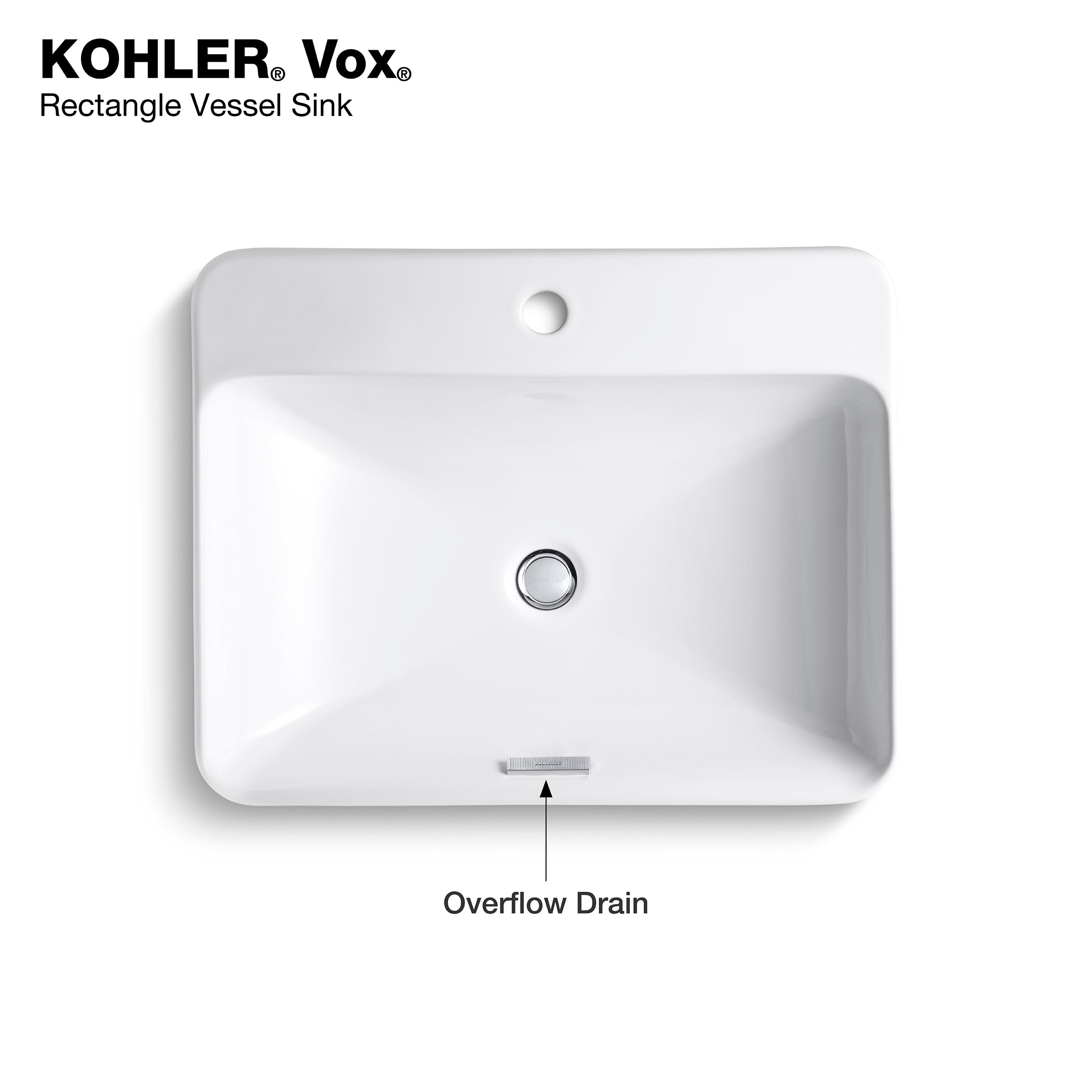 Vox® Vitreous China Rectangular Vessel Bathroom Sink with Overflow
