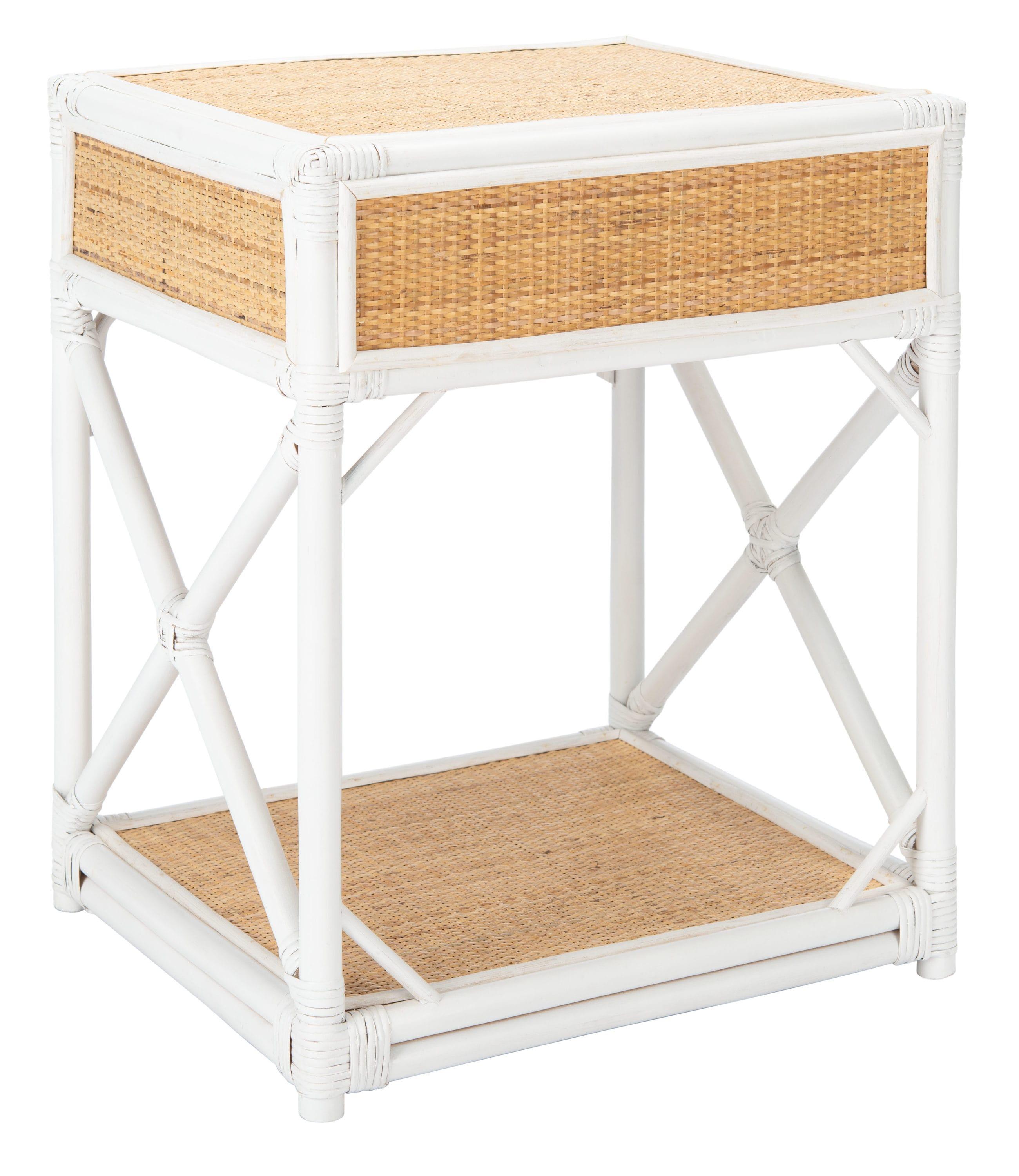 Safavieh Bali Coastal 1 Drawer 1 Shelf Nightstand, White/Natural