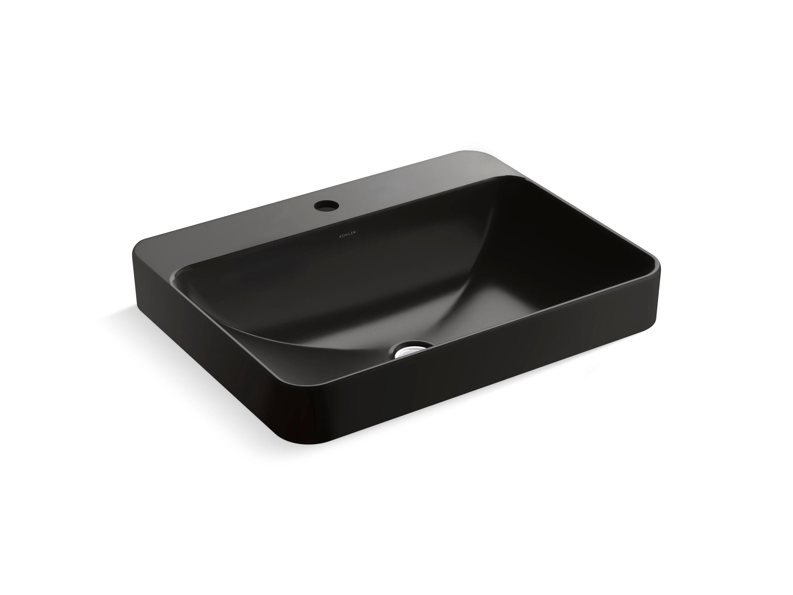 Vox® Vitreous China Rectangular Vessel Bathroom Sink with Overflow