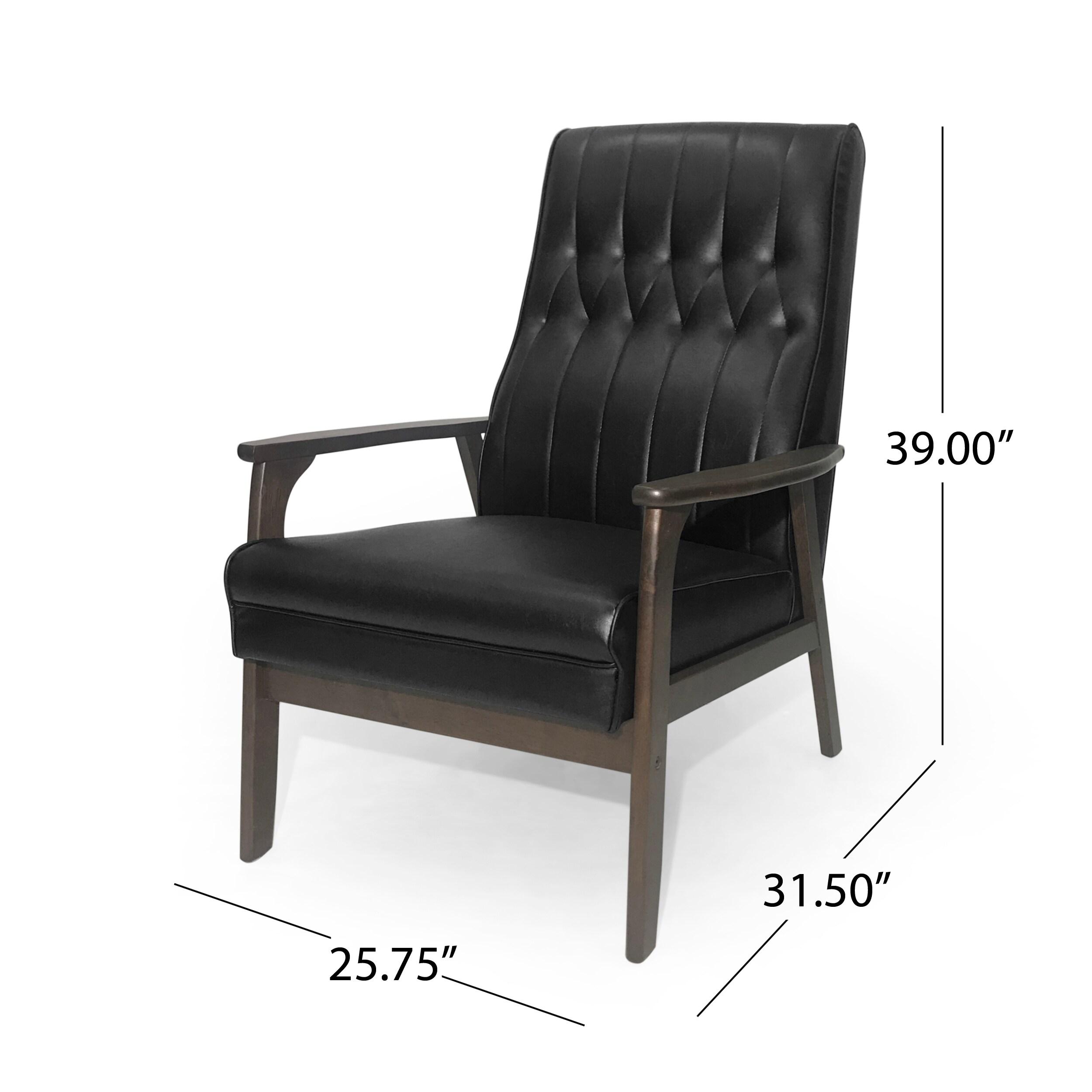 Katharine Mid-Century Modern Accent Chair, Matte Black and Walnut