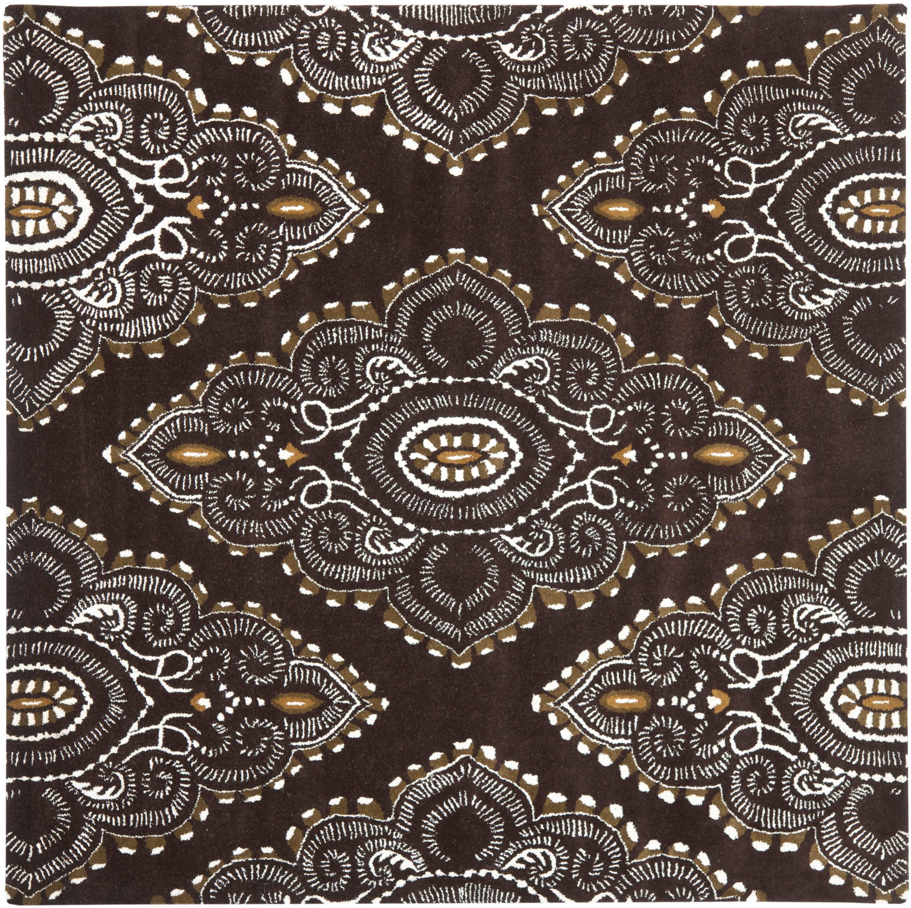 Wyndham WYD372 Hand Tufted Area Rug - Brown/Ivory - 7'x7' - Safavieh.
