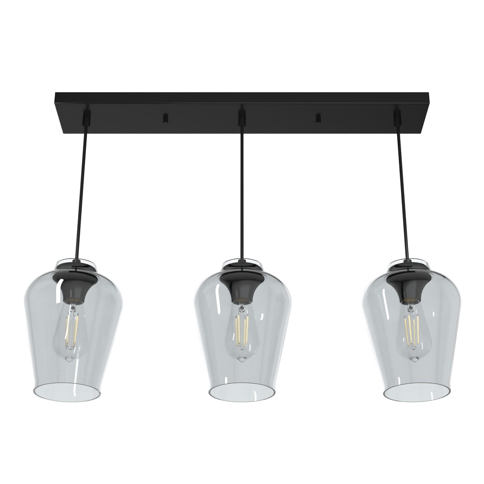 Hunter Vidria Matte Black 3 Light Linear Cluster Ceiling Light Fixture