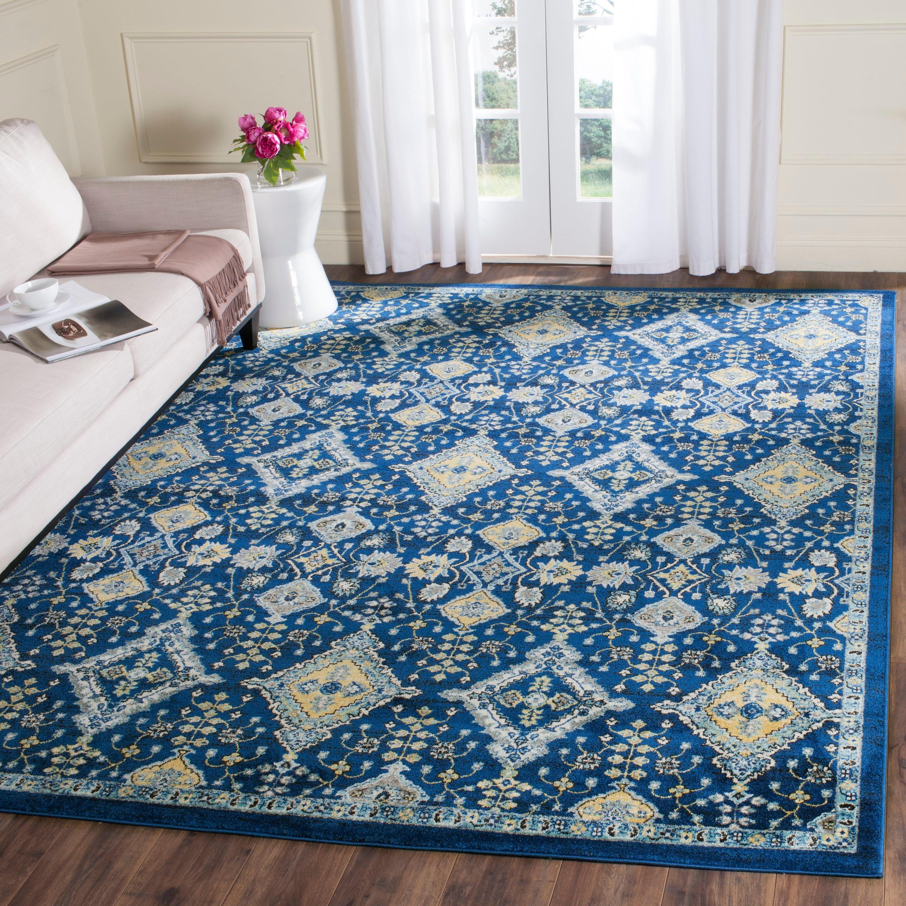 Evoke EVK224 Power Loomed Area Rug - Royal/Ivory - 8'x10' - Safavieh.