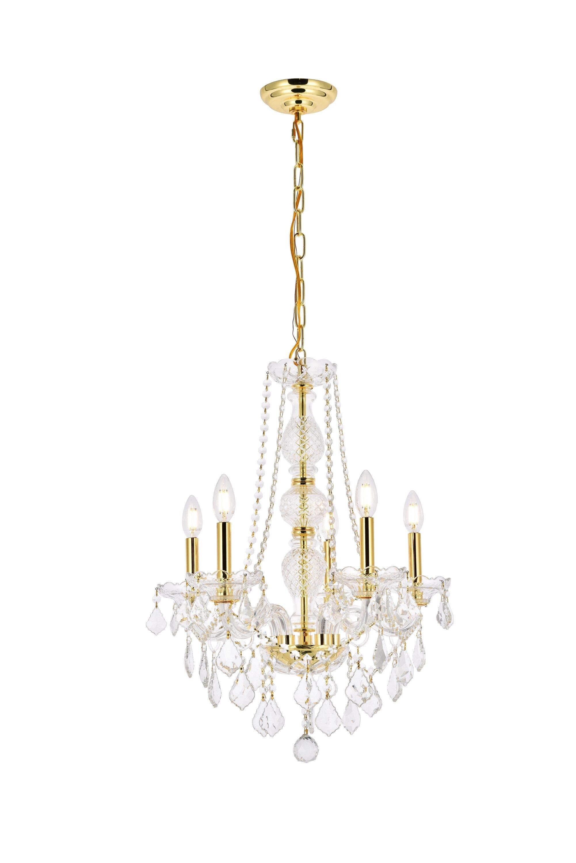 Elegant Lighting Verona 5 light Gold Chandelier Clear Royal Cut Crystal