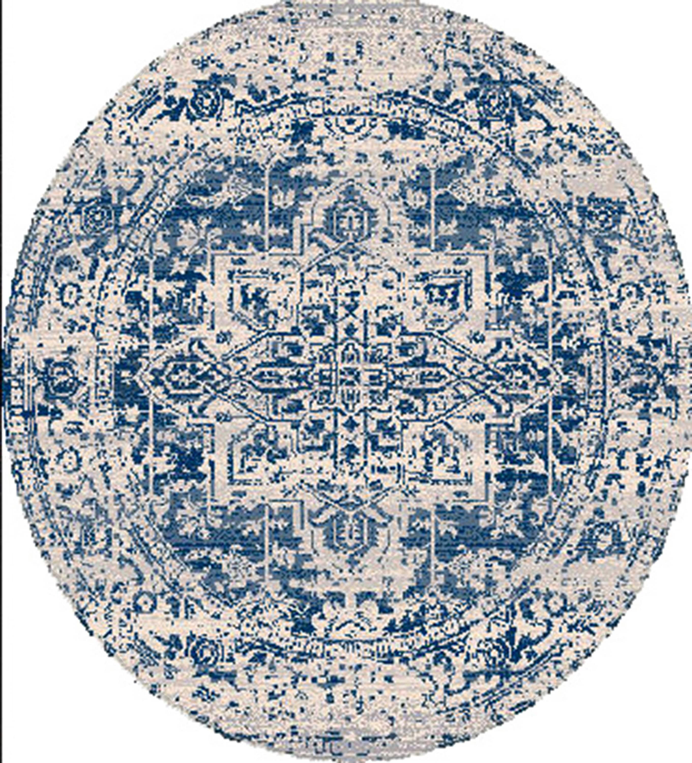 5'3" Round Worsham Traditional Rug Blue - Artistic Weavers: Medium Pile, Machine Made, Fade & Stain-Resistant