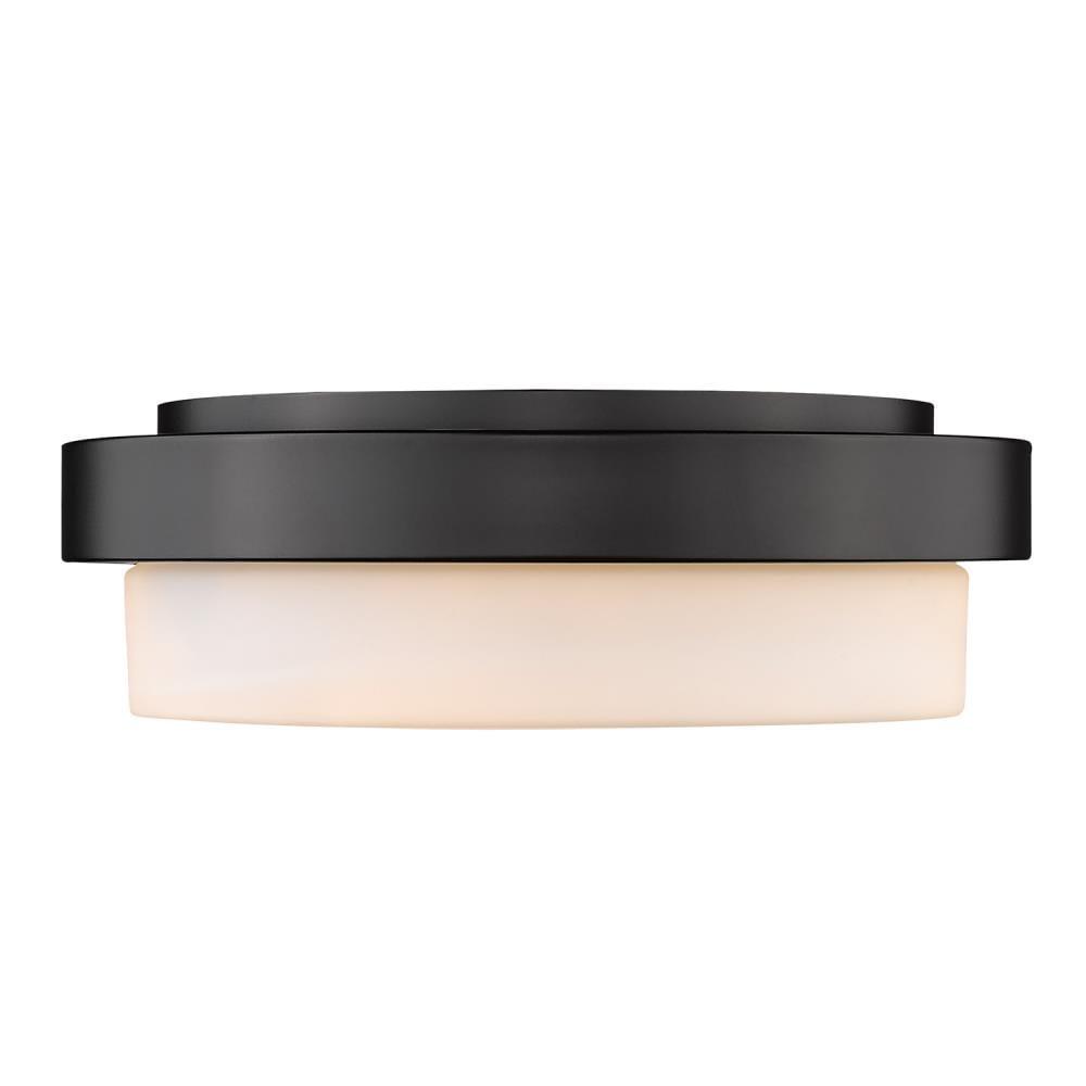 Golden Lighting Multi-Family 13" 2-Light Flush Mount in Matte Black with Opal Glass