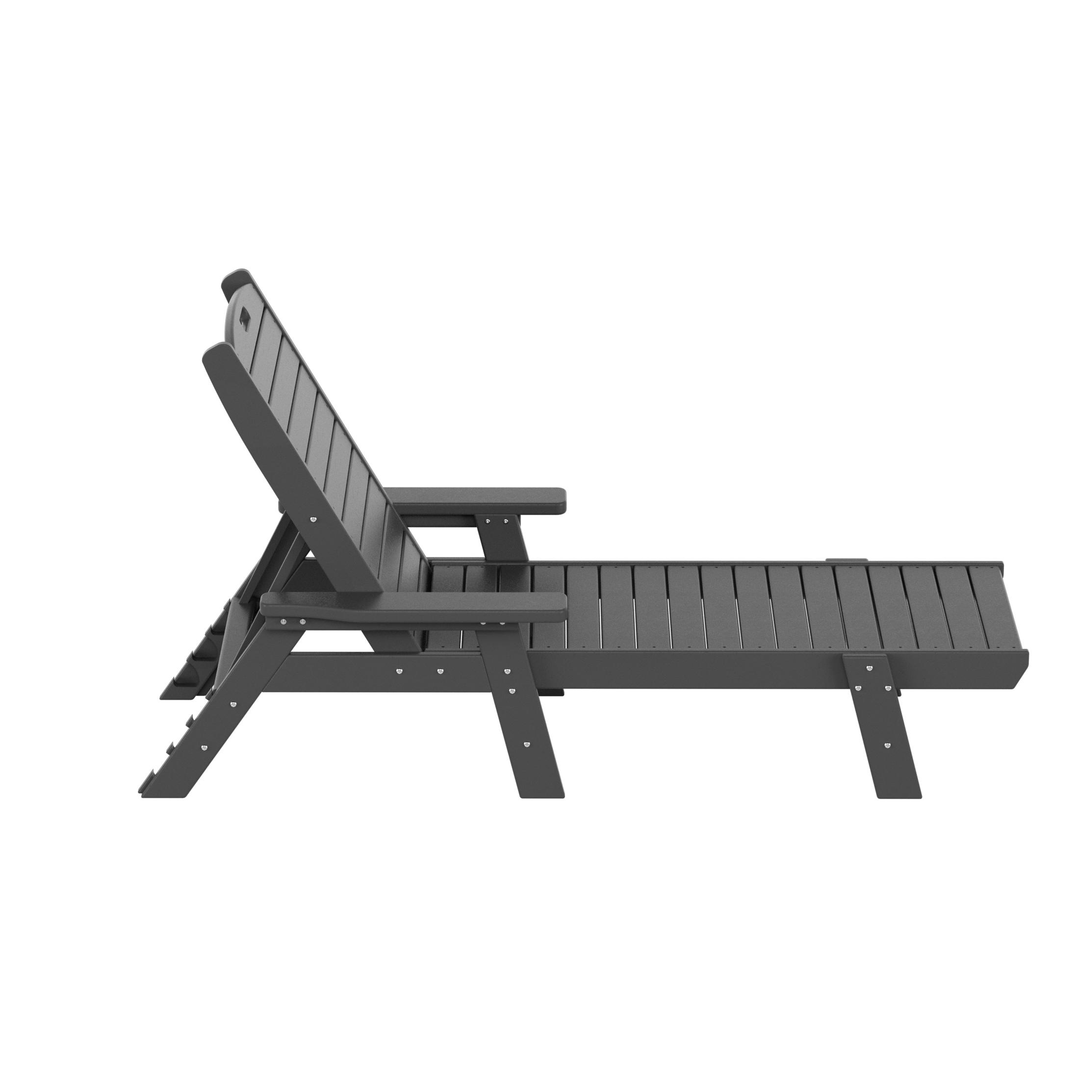 SERWALL Patio Chaise Lounge Chair Set of 2, 78'' Long 5-Positions Adjustable HDPE Outdoor Lounge Chair Grey