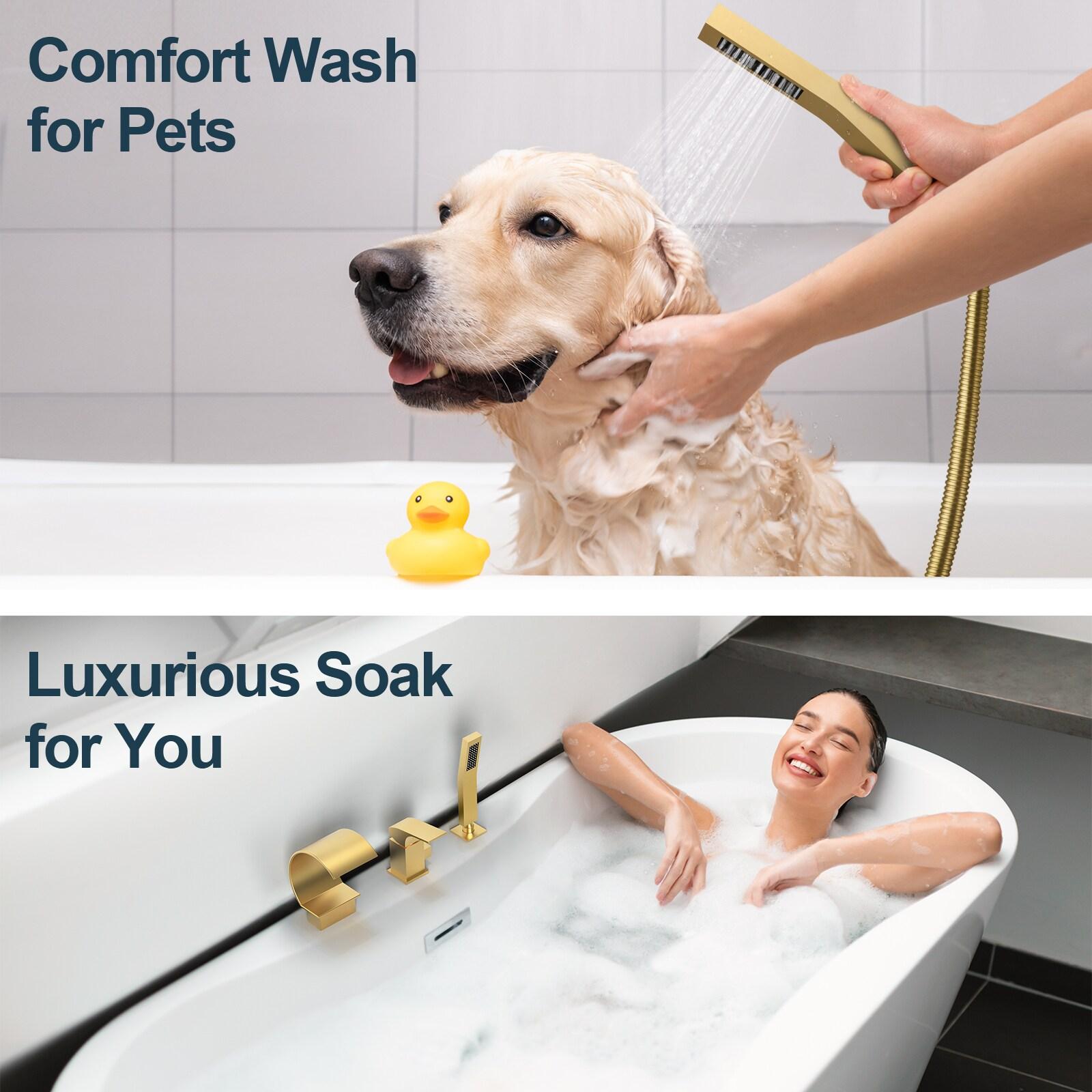 GRANDJOY Complete Shower System, 10" and 6" Dual Wall Mount Rain Shower Faucets with Handheld Shower Spray, High Pressure in Brushed Gold