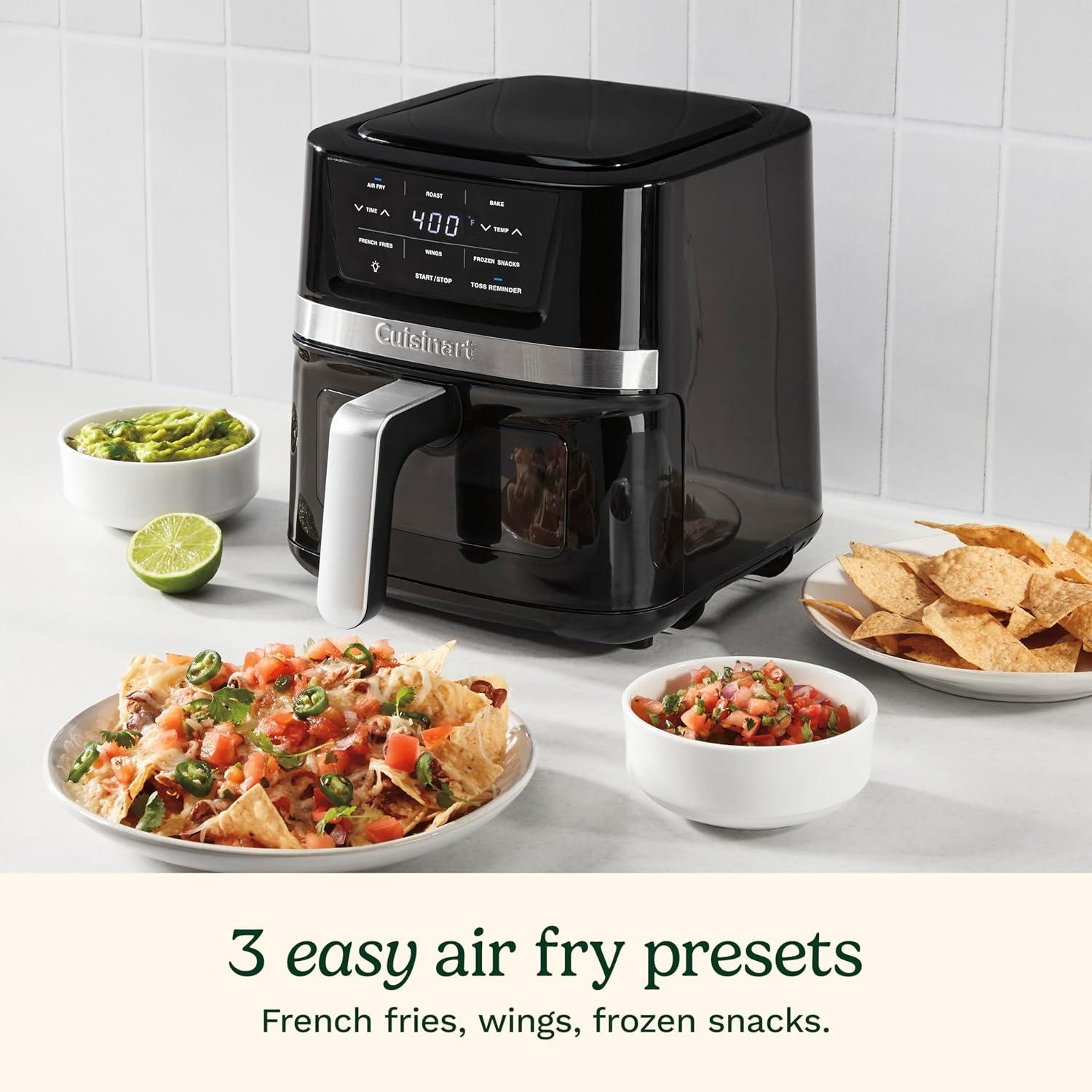 Cuisinart 2.6qt Basket Air Fryer Black/Stainless Steel Finish AIR-80: 1100W, Cool Touch Handle, Dishwasher-Safe Parts
