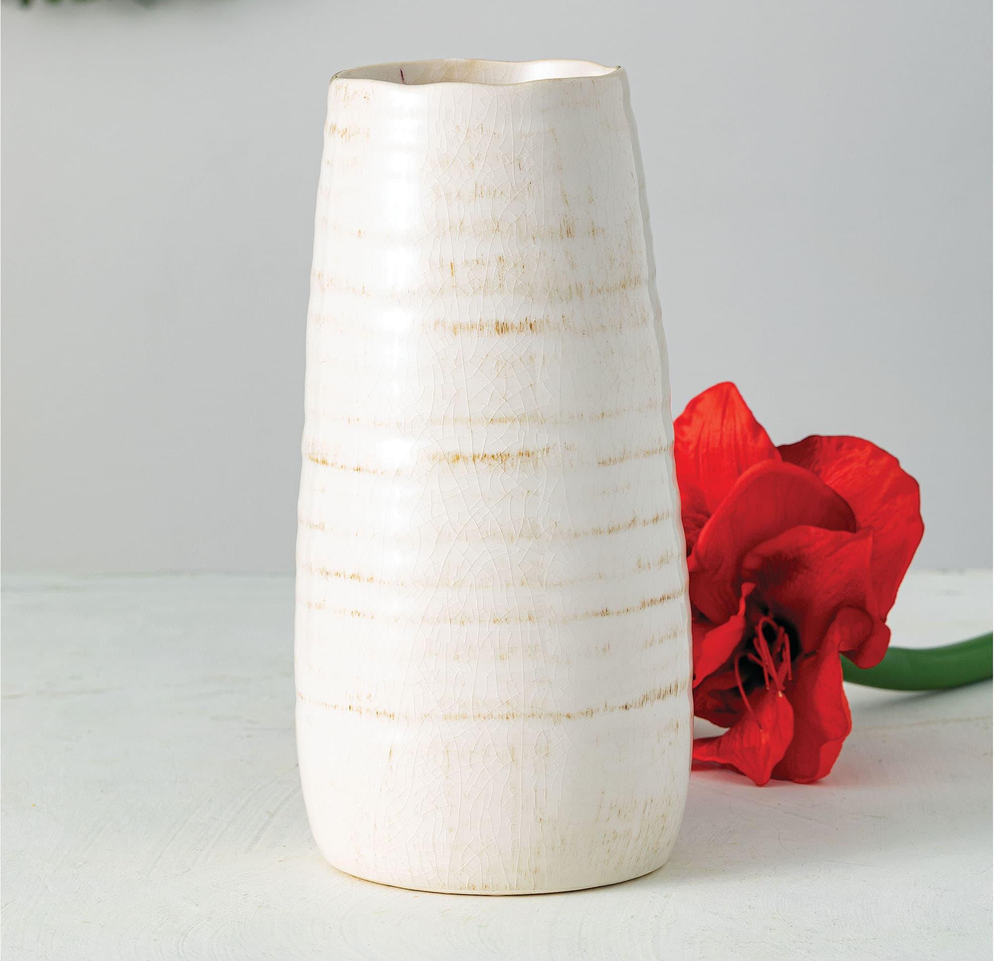 Sullivans Tall Ceramic Vase 11.5"H Off-White