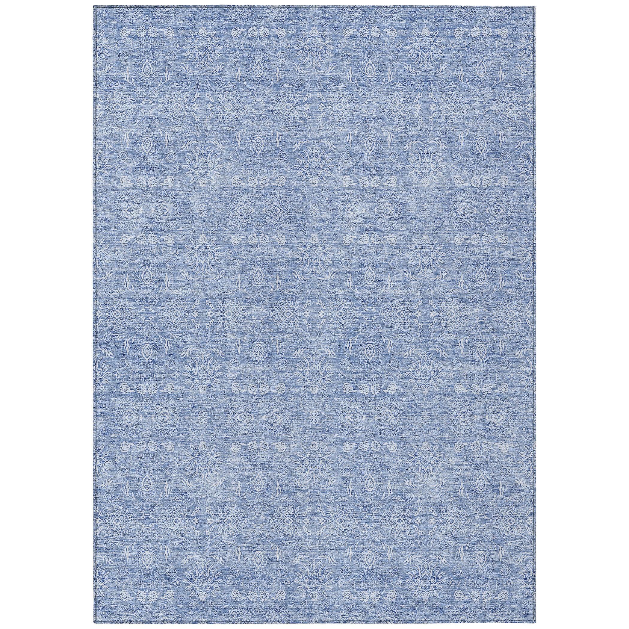 Sky Blue Synthetic Flat Woven 5' x 7'6" Indoor Outdoor Rug
