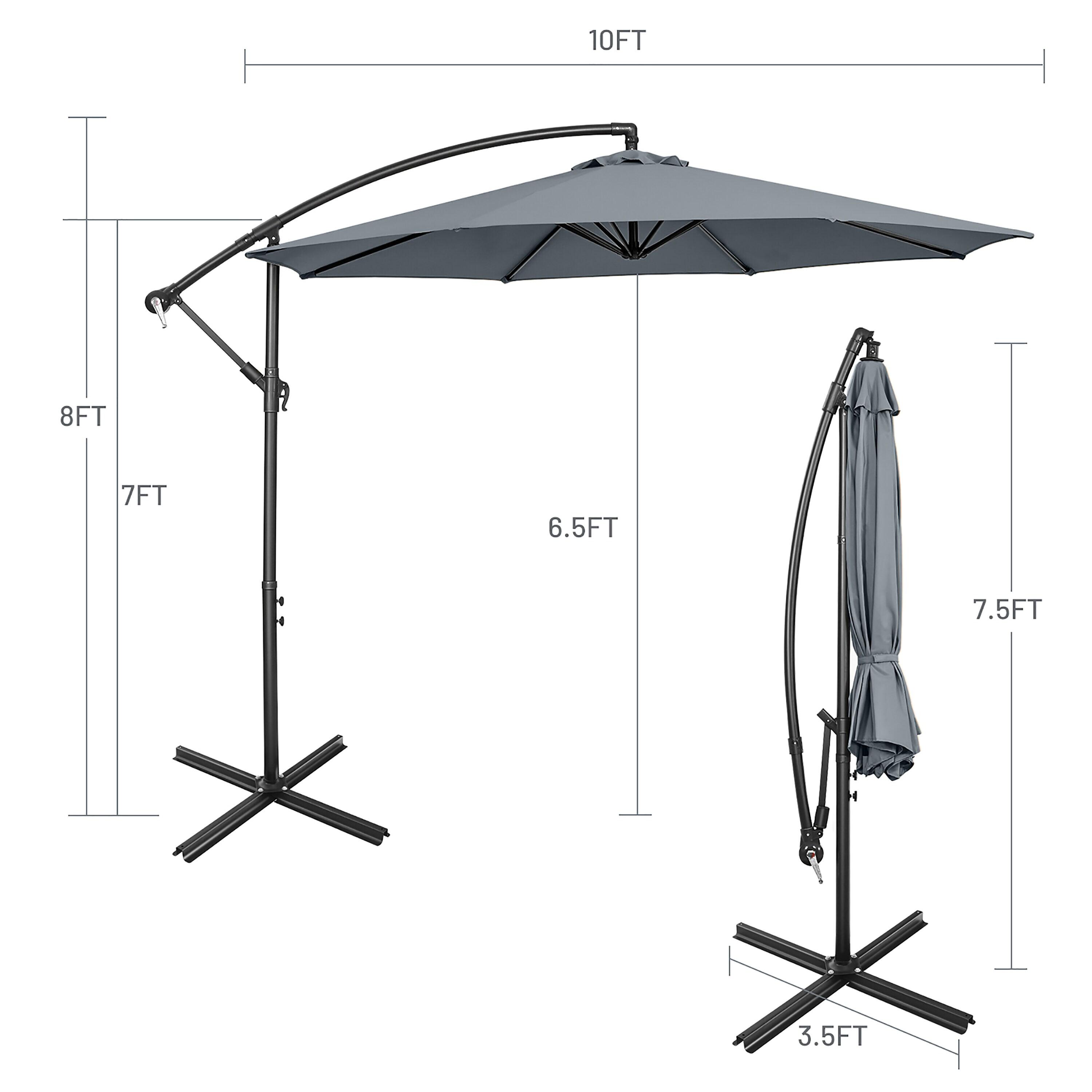 Costway  10 FT Patio Offset Umbrella w/8 Ribs Cross Base Tilt Grey