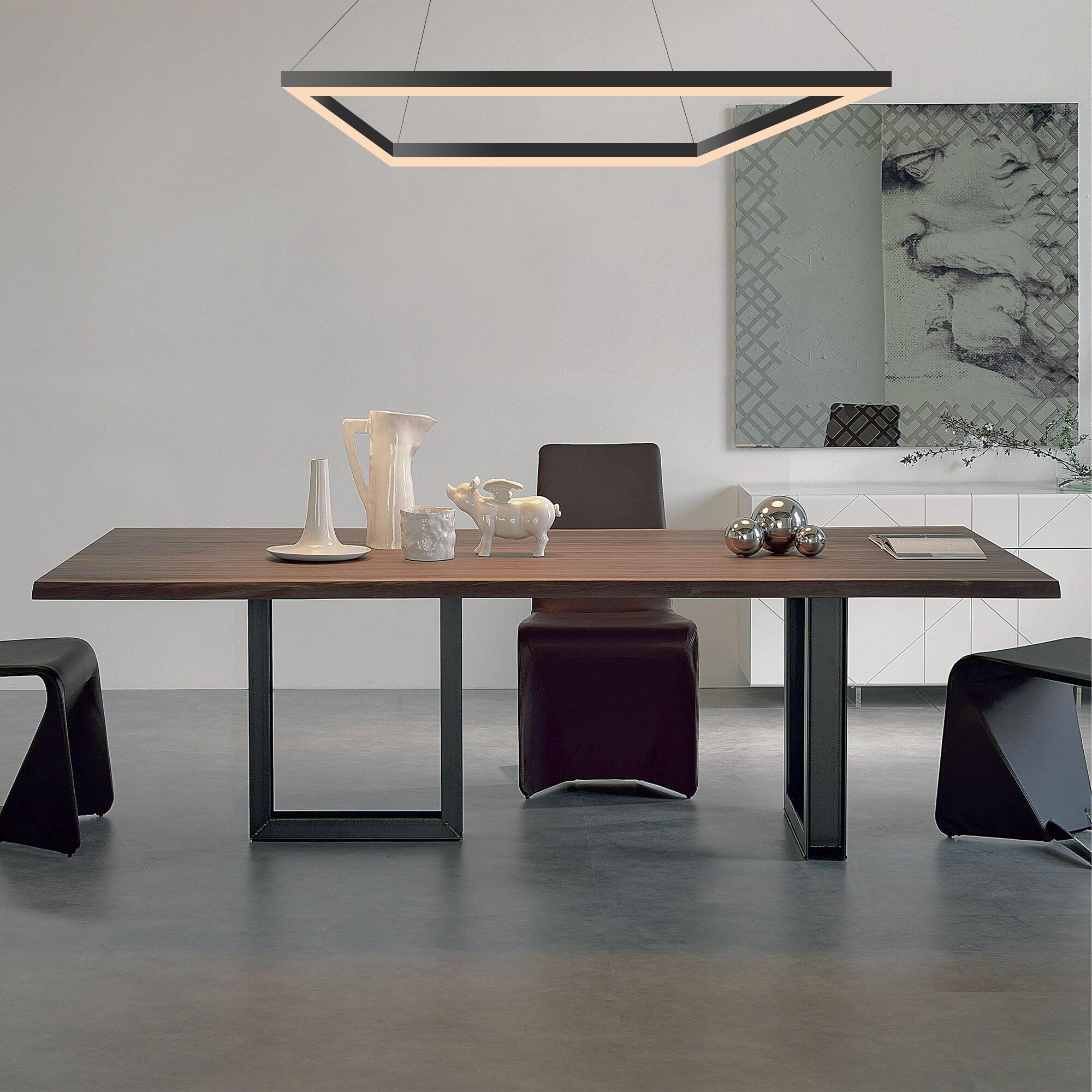 Nero 23.63" Square Contemporary Modern Metal Integrated LED Pendant Light, Black
