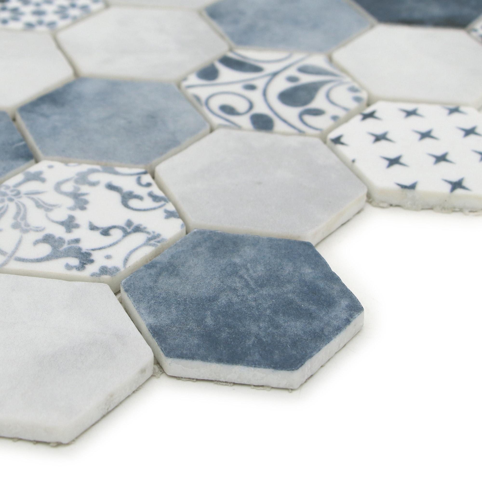 Sunwings 11.7" x 10.2" Recycled Glass Honeycomb Wall & Floor Tile