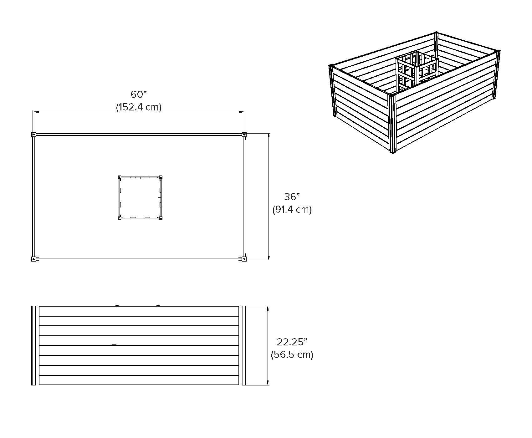 Vita Mezza 3' L x 5' W Cedar Keyhole Composting Garden, Golden Brown, VT17702