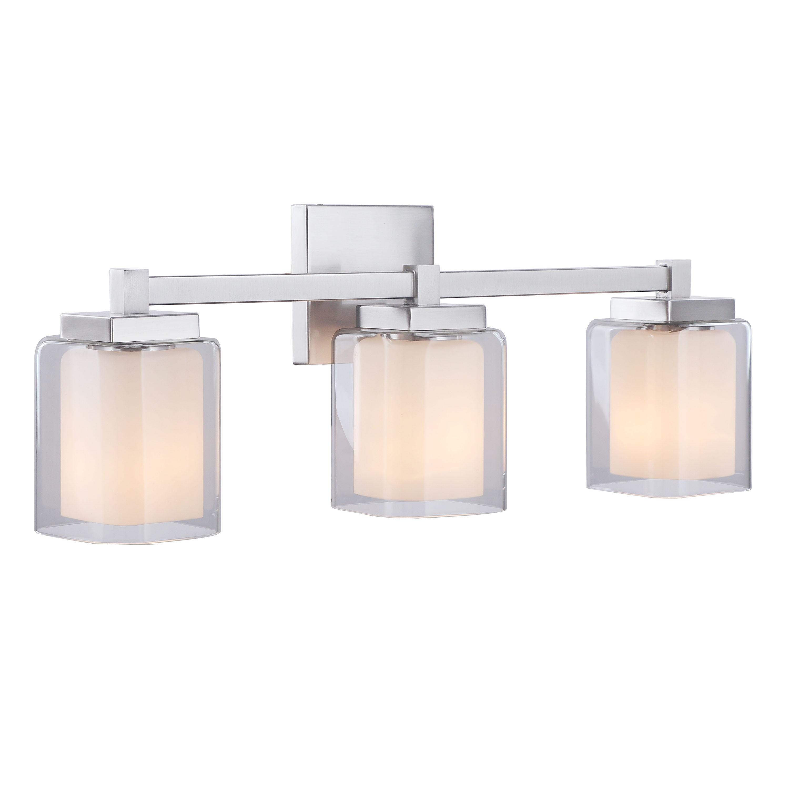 Aspen Creative 62327, Bathroom Vanity 3 Lights Fixture 24"W x 9"H x 5-3/4"E. Satin Nickel Finish, Bulb Not Included