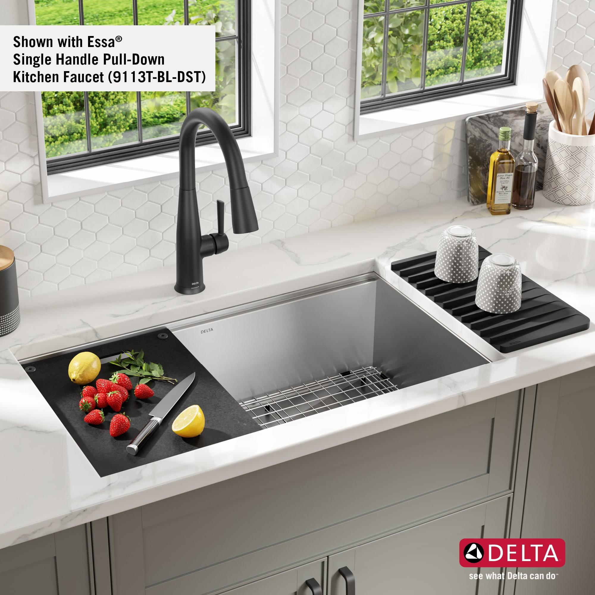 Delta Rivet™ 32" L Workstation Kitchen Sink Undermount 16 Gauge Stainless Steel Single Bowl with WorkFlow™ Ledge