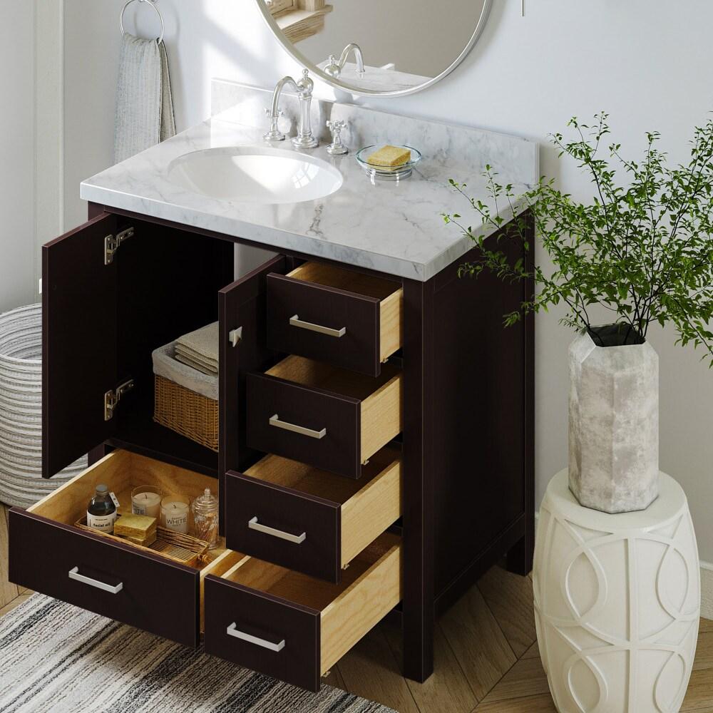 Ariel A037s-L-Bc Cambridge 36" Single Free Standing Wood Vanity Cabinet Only - Brown