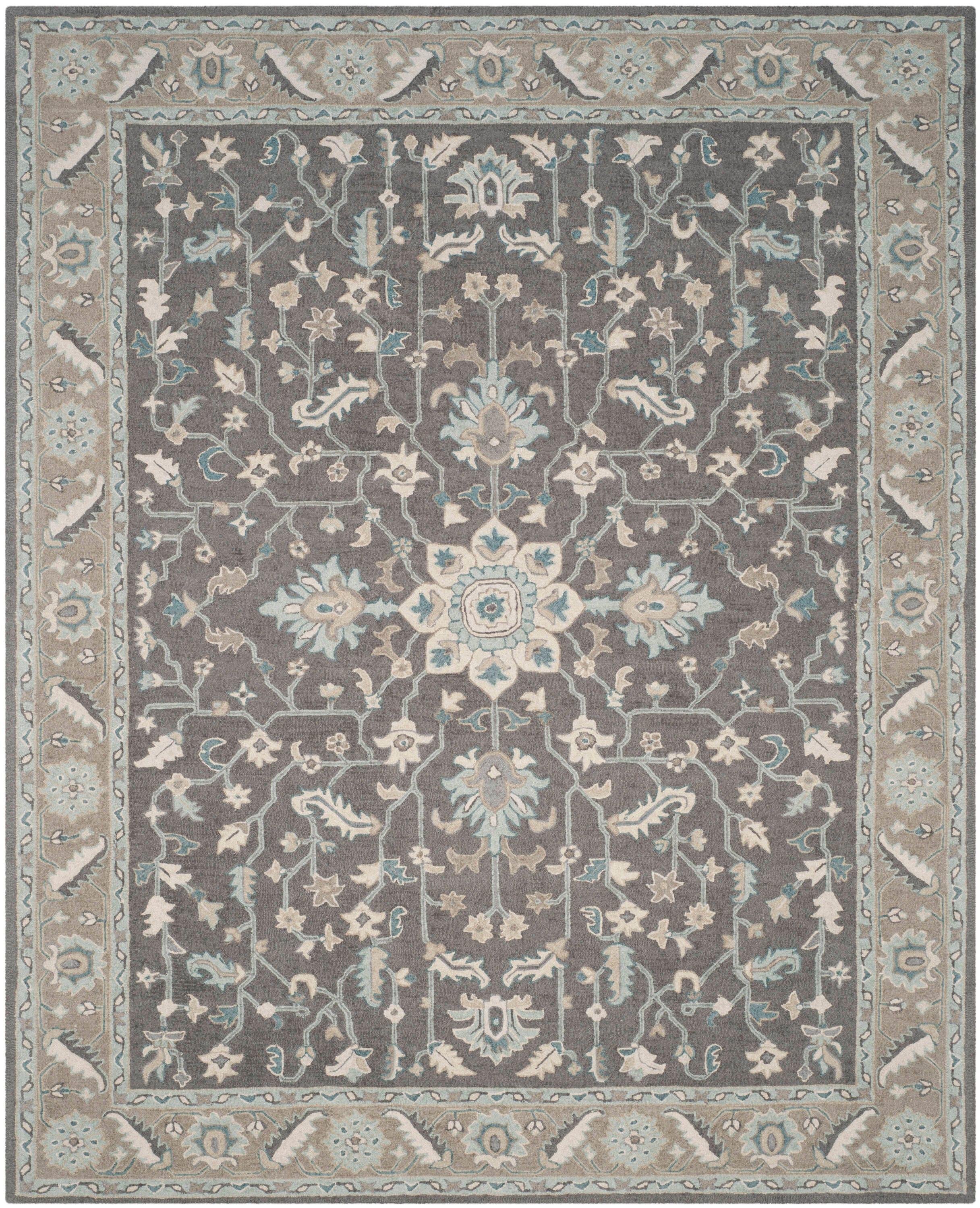 Blossom BLM217 Hand Tufted Area Rug - Dark Grey/Light Brown - 8'x10' - Safavieh.