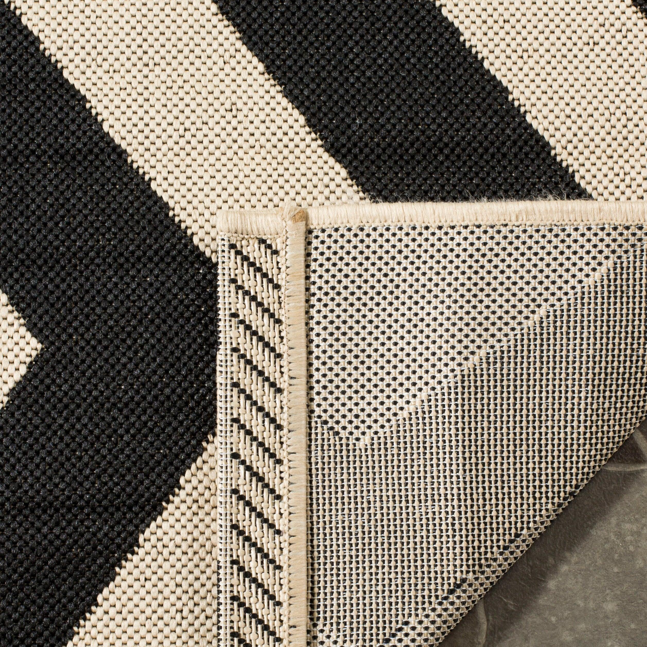 Courtyard CY6245 Power Loomed Indoor and Outdoor Area Rug - Black/Beige - 4'x5'7" - Safavieh