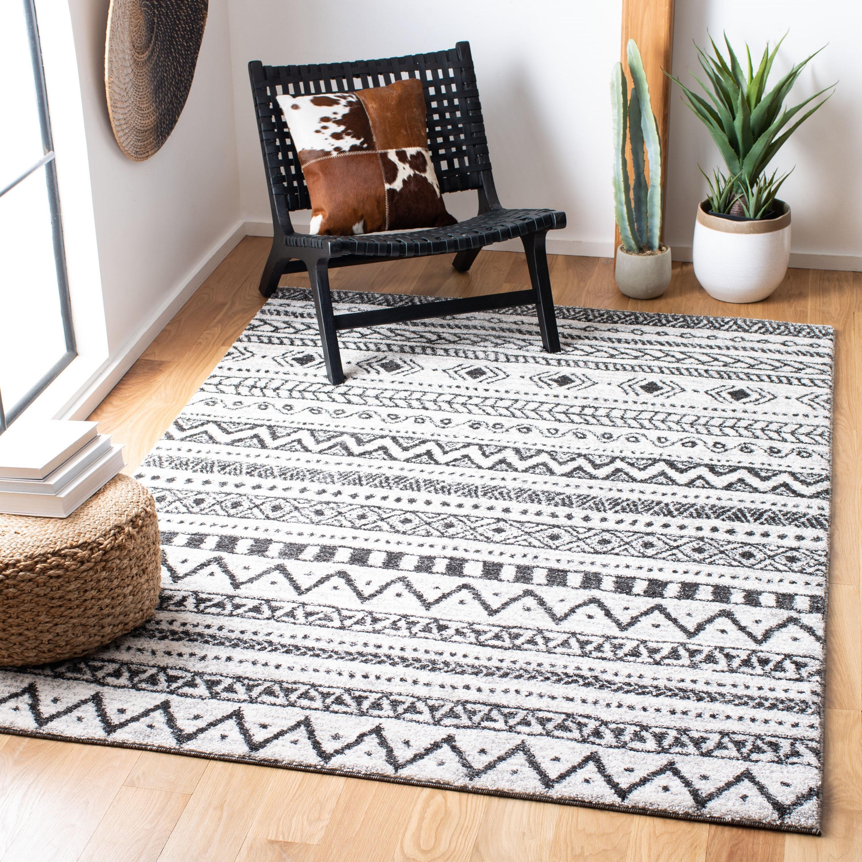 Tunisia TUN735 Power Loomed Area Rug - Ivory/Black - 8'x10' - Safavieh.