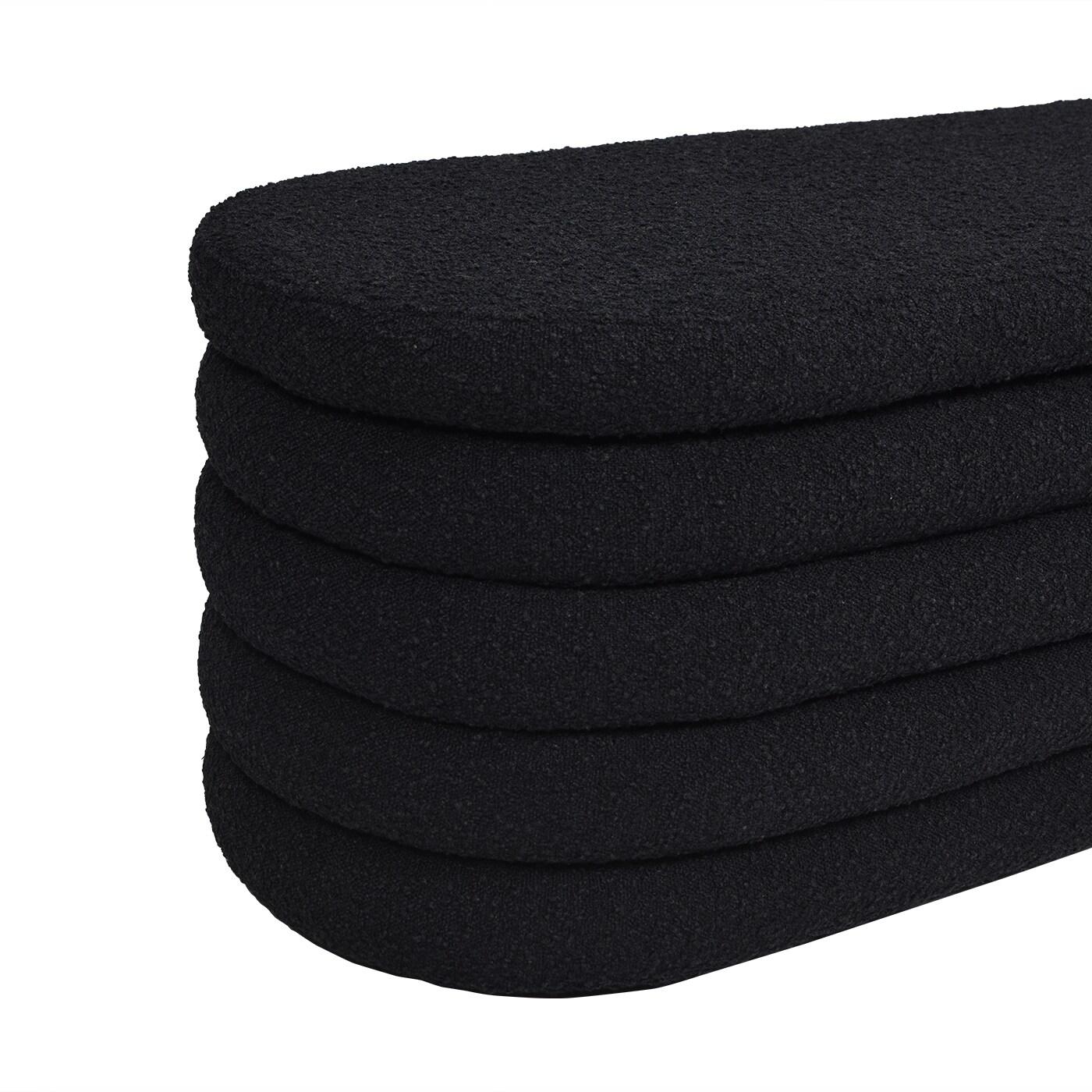 Everly Quinn Boucle Upholstered Storage Bench
