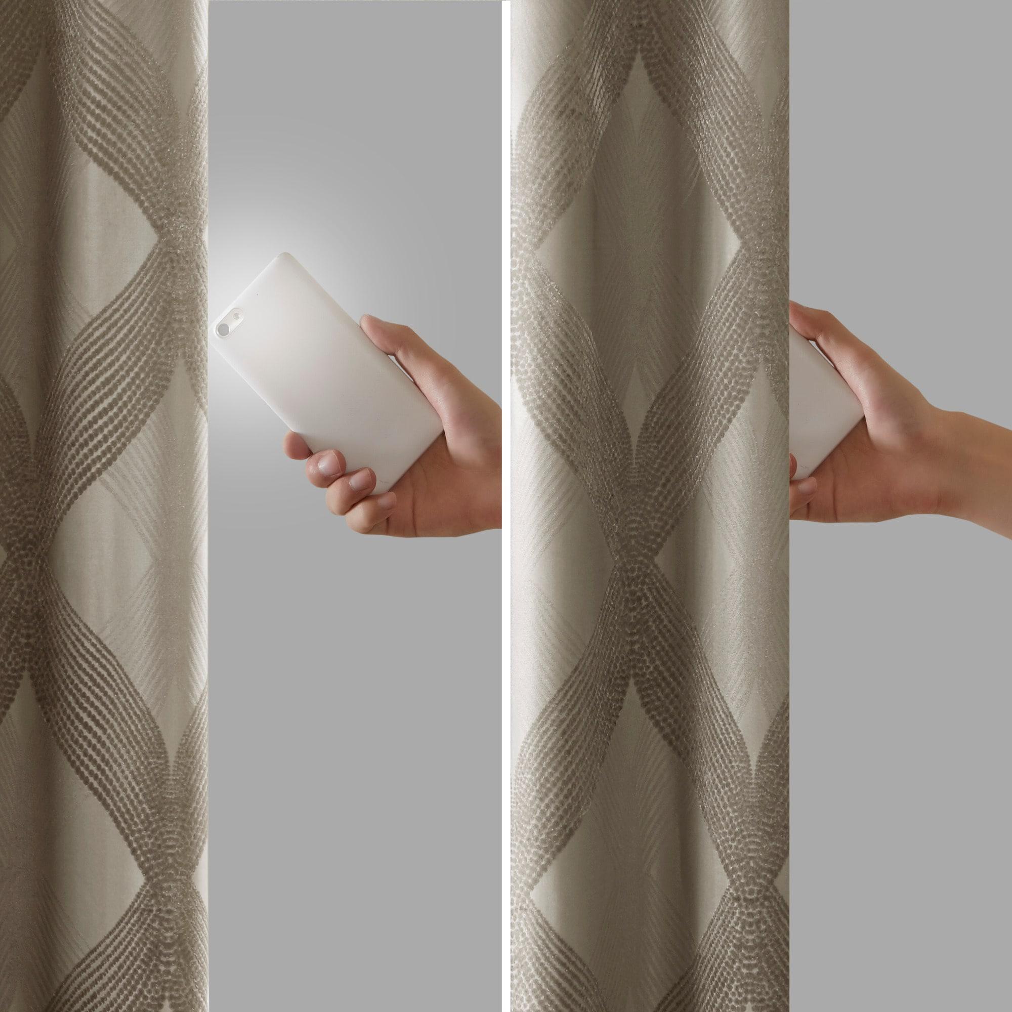 Madison Park Bentley Ogee Knitted Jacquard Geometric Total Blackout Single Curtain Panel
