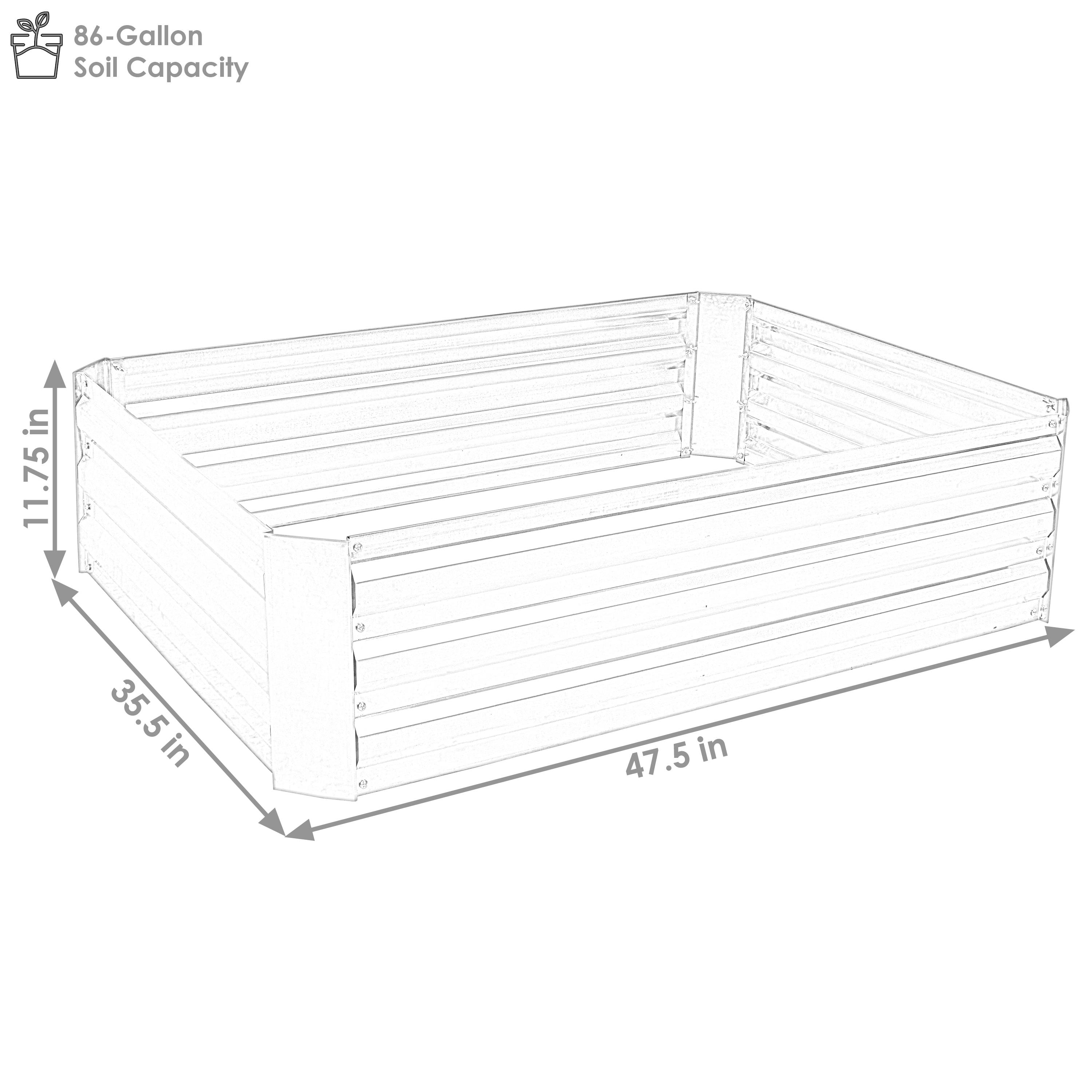 Sunnydaze Raised Hot Dip Galvanized Steel Garden Bed for Plants, Vegetables, and Flowers - 47" L x 11.75" H - Woodgrain