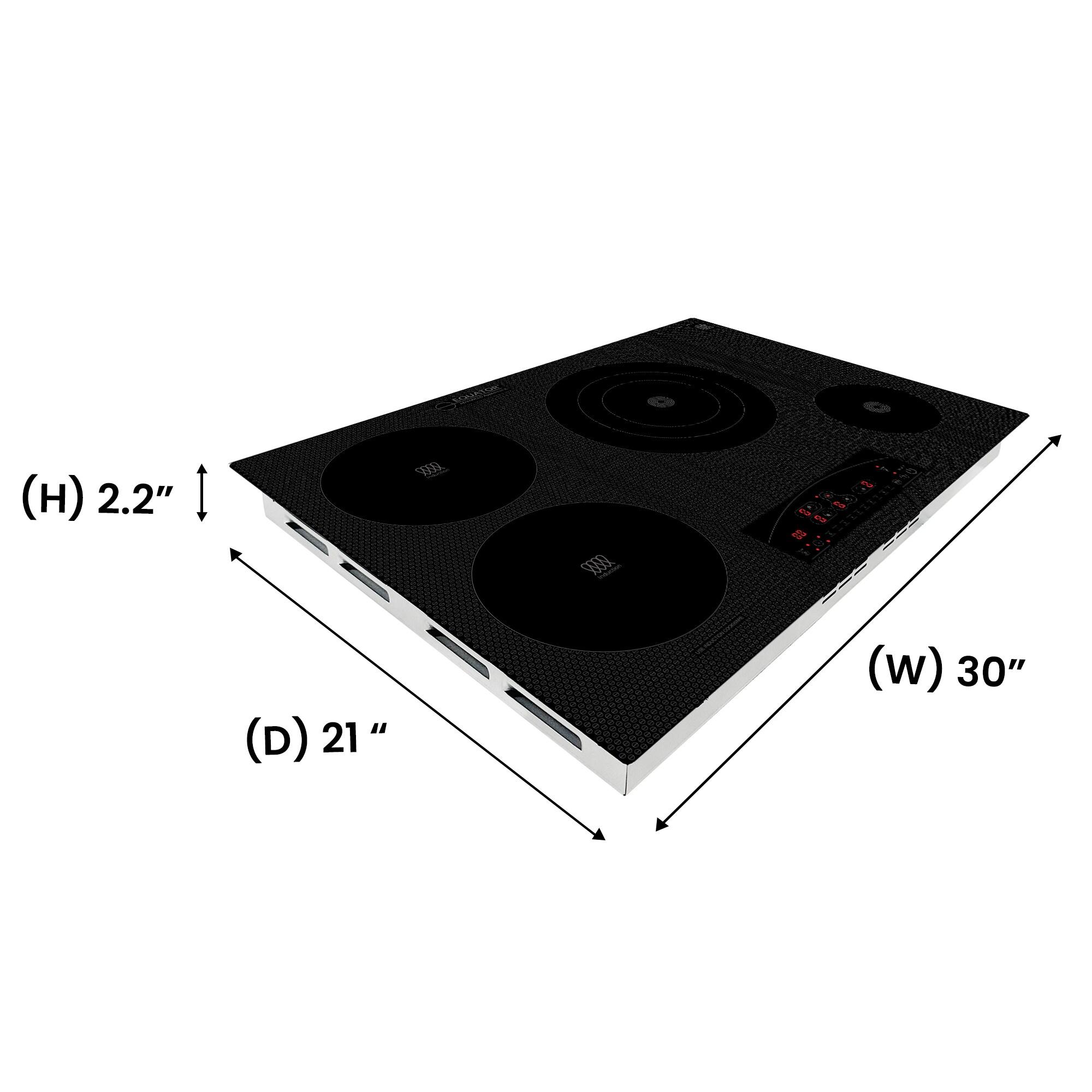 Equator Design 30" Electric Hybrid CERAMIC-INDUCTION 4 Burner Cooktop 220V